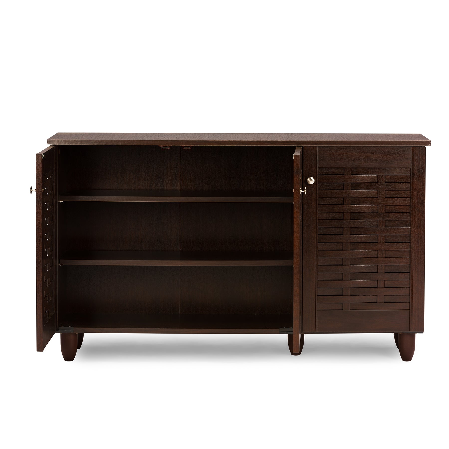 Baxton Studio Winda Modern and Contemporary 3-Door Dark Brown Wooden Entryway Shoes Storage Cabinet