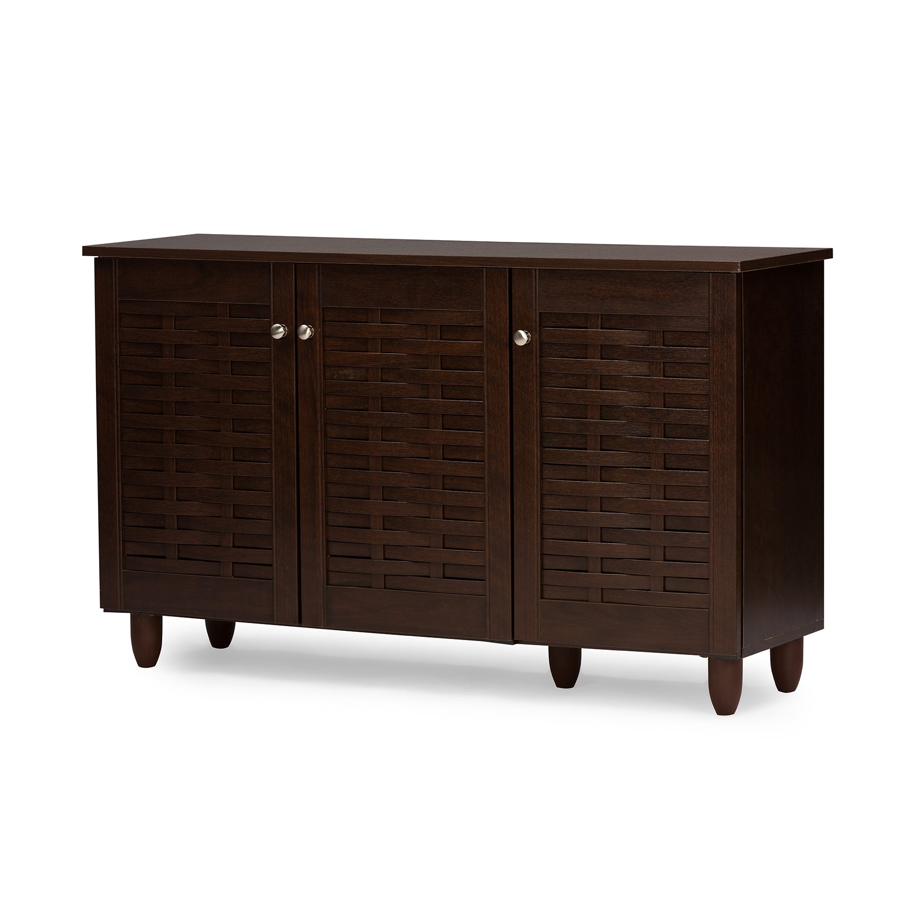 Baxton Studio Winda Modern and Contemporary 3-Door Dark Brown Wooden Entryway Shoes Storage Cabinet