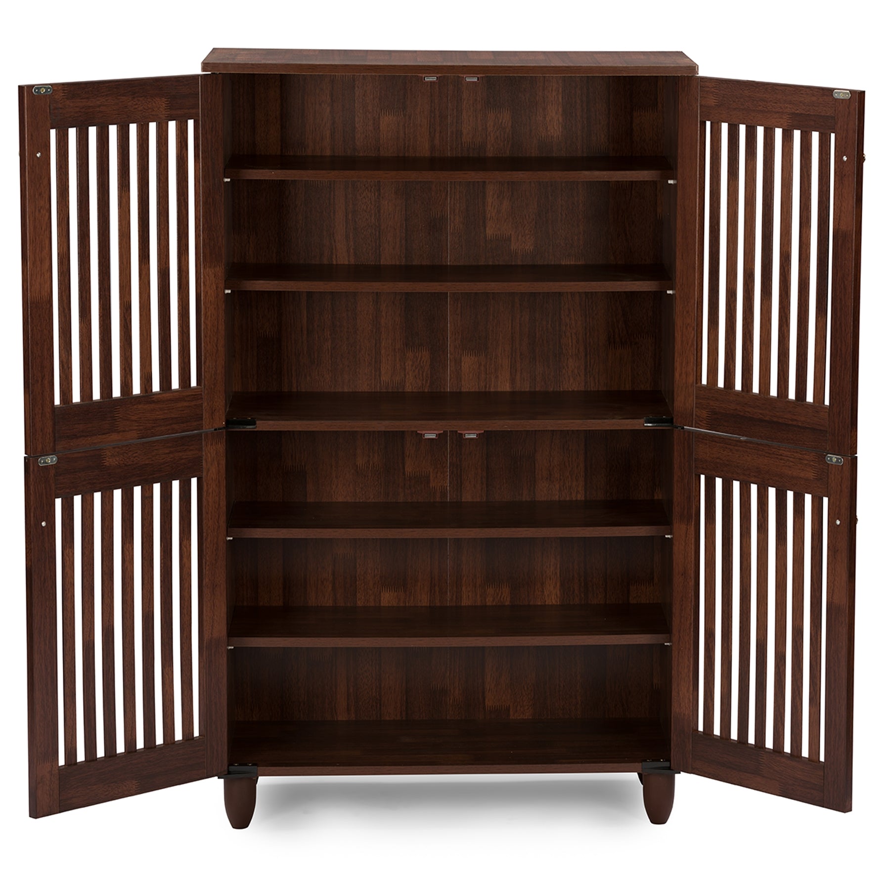 Baxton Studio Fernanda Modern and Contemporary 4-Door Oak Brown Wooden Entryway Shoes Storage Tall Cabinet