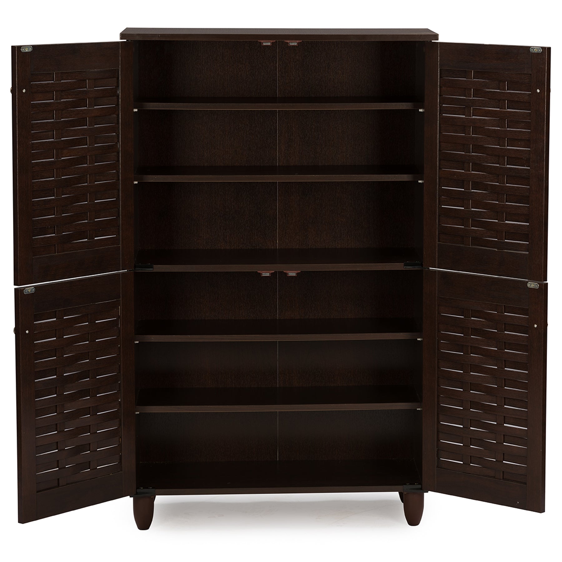 Baxton Studio Winda Modern and Contemporary 4-Door Dark Brown Wooden Entryway Shoes Storage Cabinet