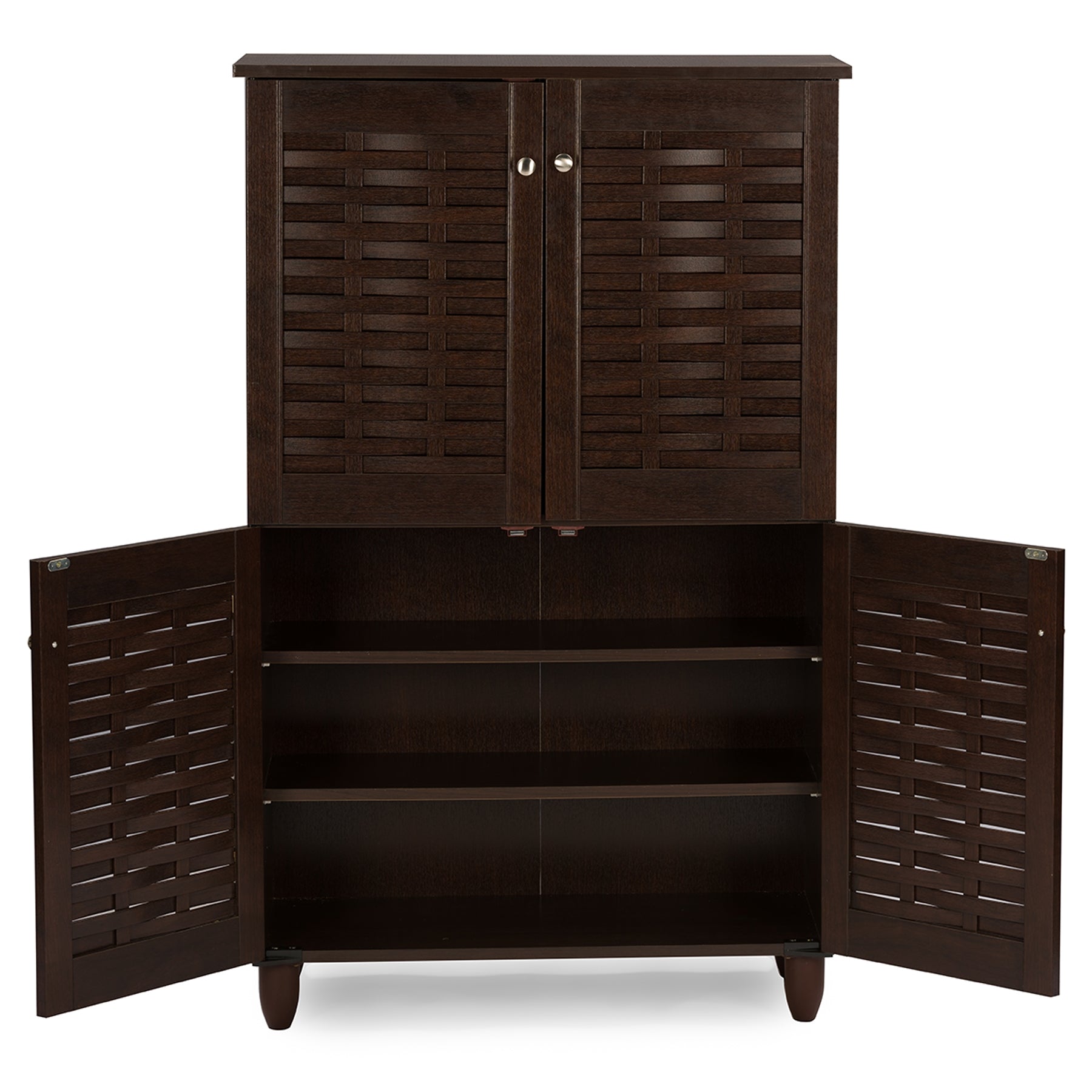 Baxton Studio Winda Modern and Contemporary 4-Door Dark Brown Wooden Entryway Shoes Storage Cabinet