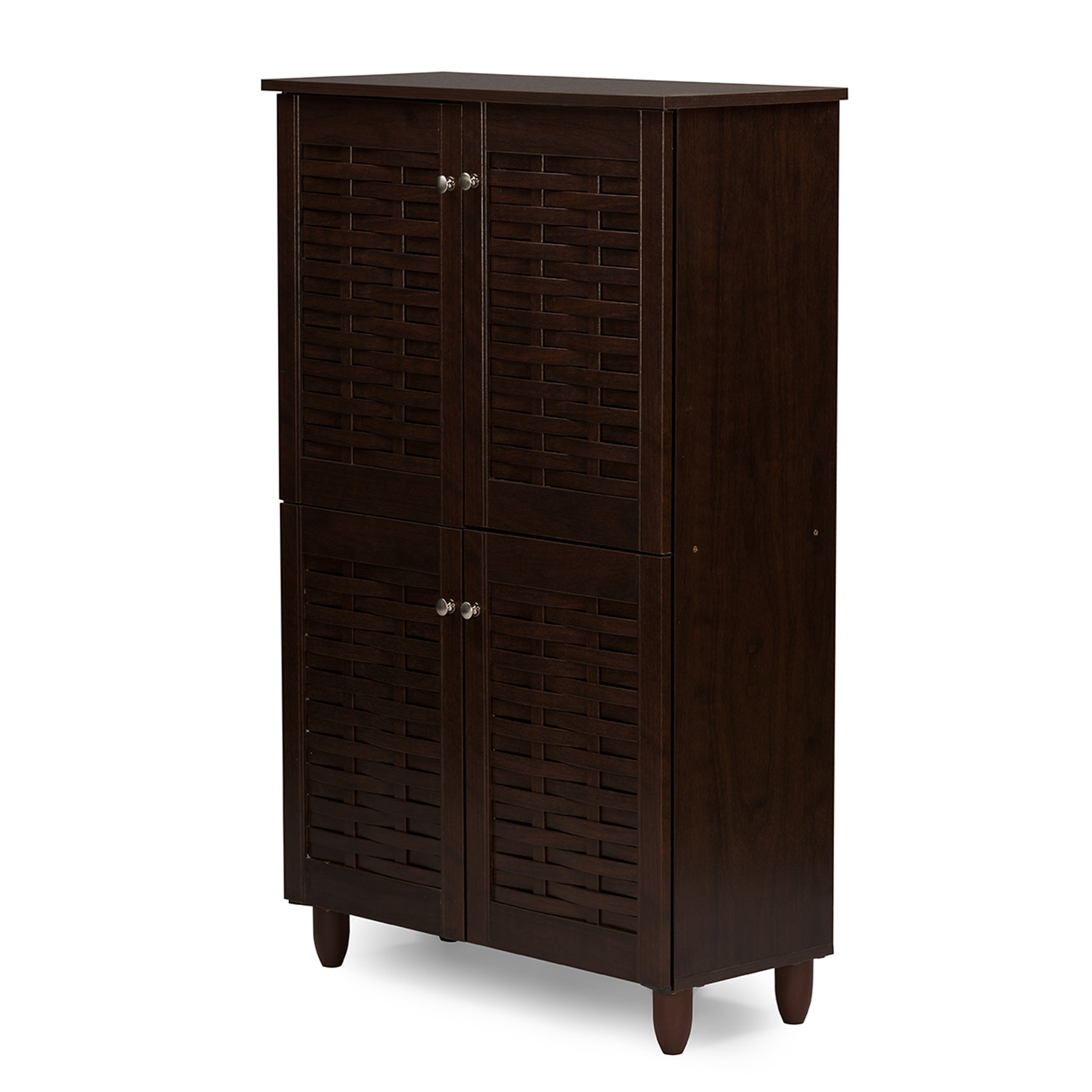 Baxton Studio Winda Modern and Contemporary 4-Door Dark Brown Wooden Entryway Shoes Storage Cabinet