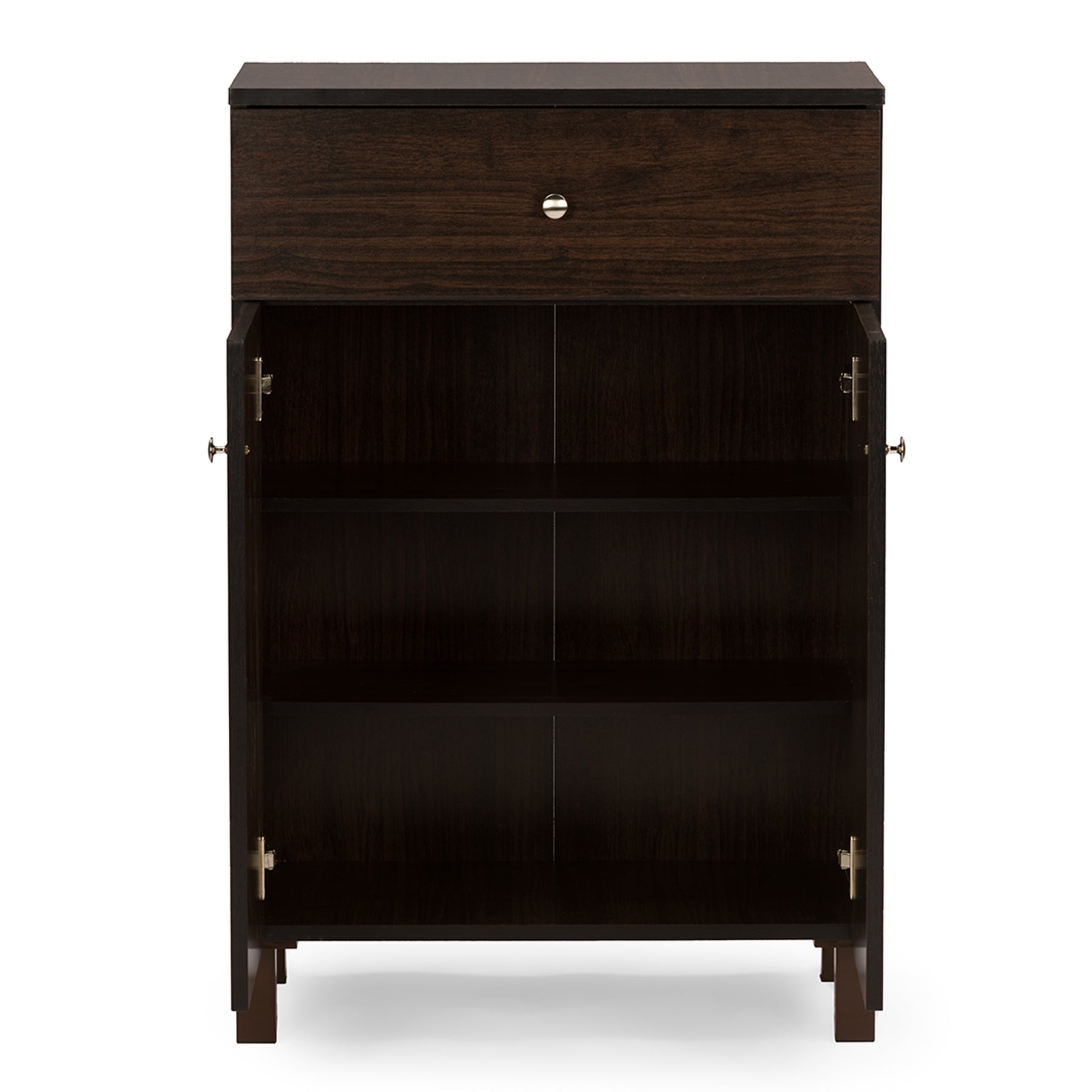 Baxton Studio Felda Dark Brown Modern Shoe Cabinet with 2 Doors and Drawer