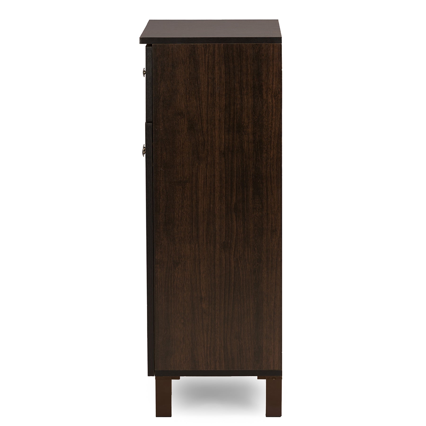 Baxton Studio Felda Dark Brown Modern Shoe Cabinet with 2 Doors and Drawer