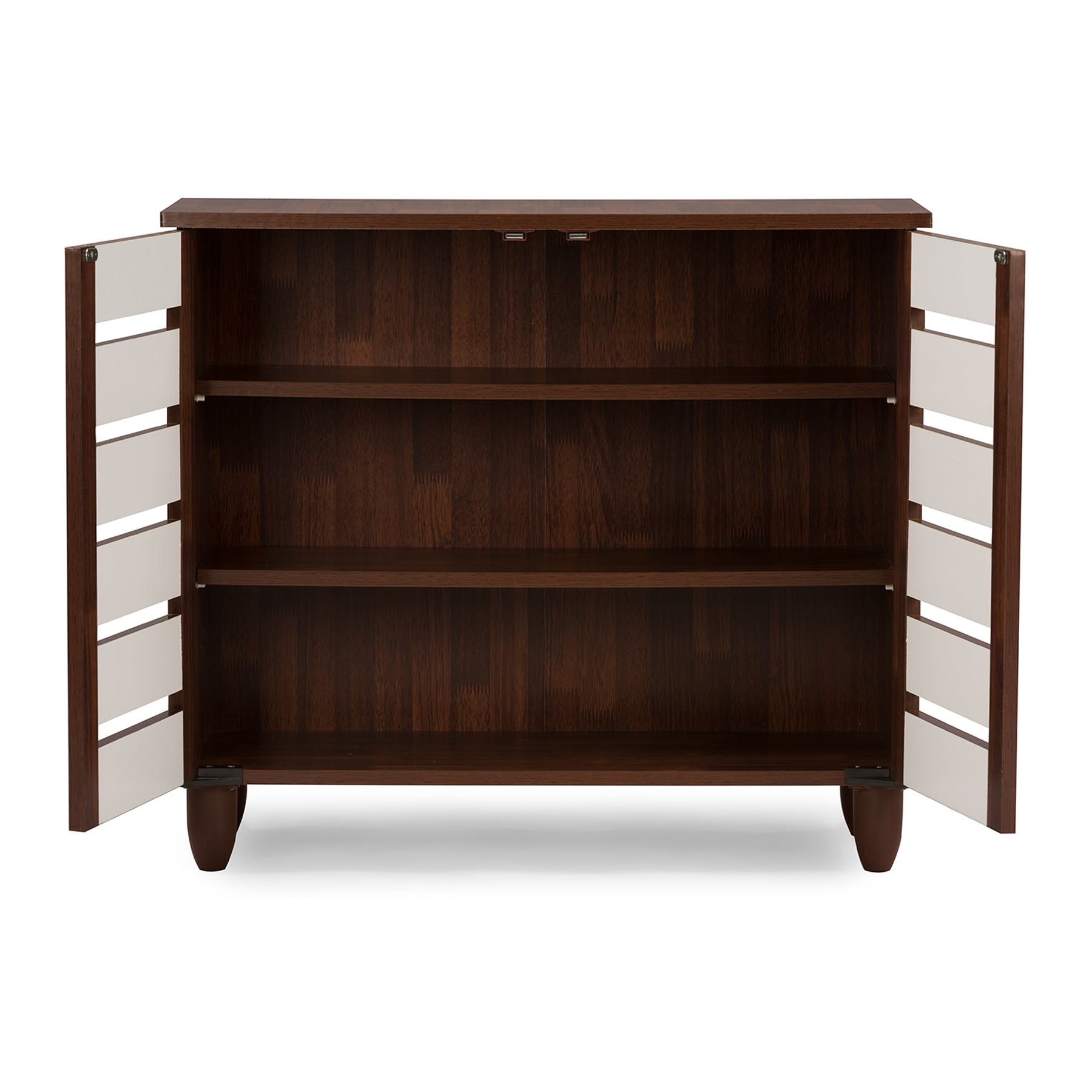 Baxton Studio Gisela Oak and White 2-tone Shoe Cabinet With 2 Doors