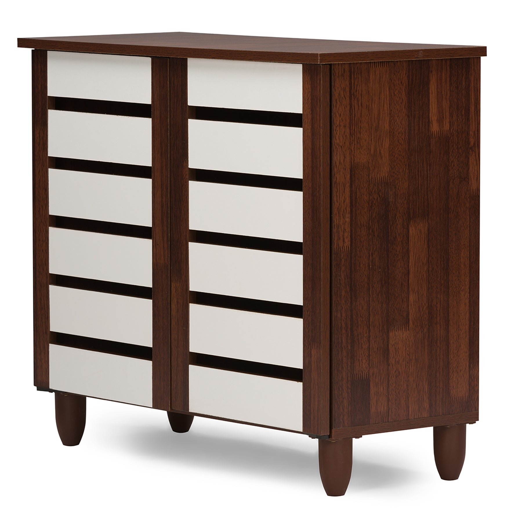 Baxton Studio Gisela Oak and White 2-tone Shoe Cabinet With 2 Doors