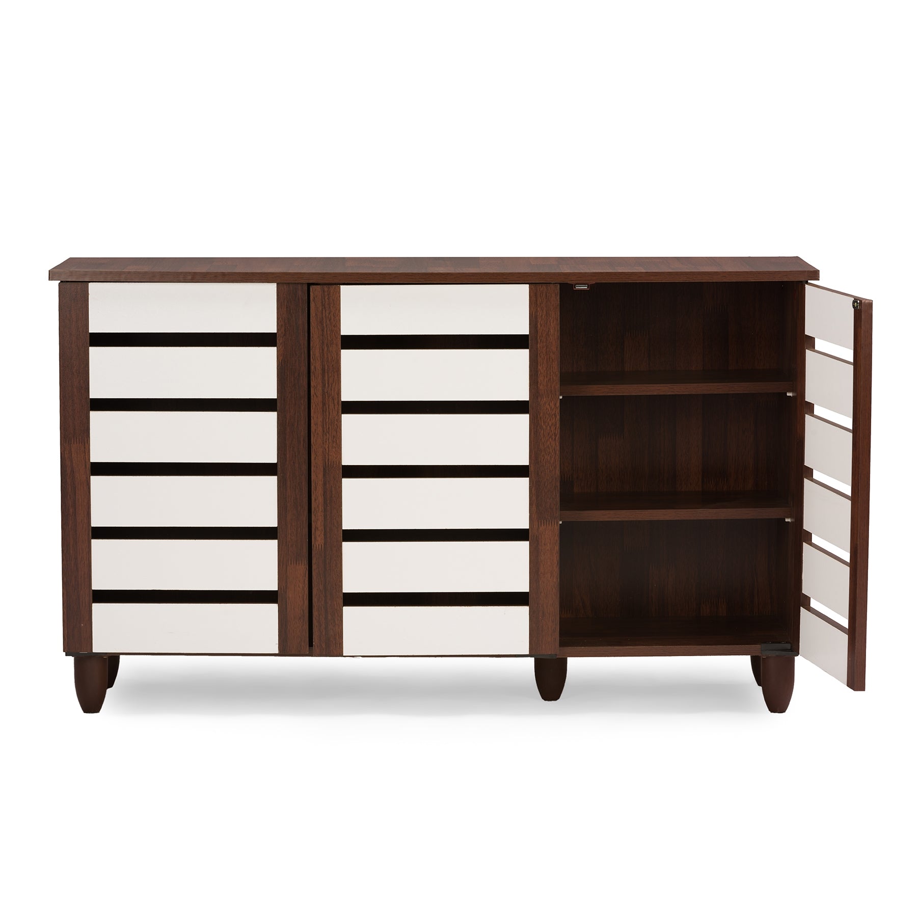 Baxton Studio Gisela Oak and White 2-tone Shoe Cabinet With 3 Doors