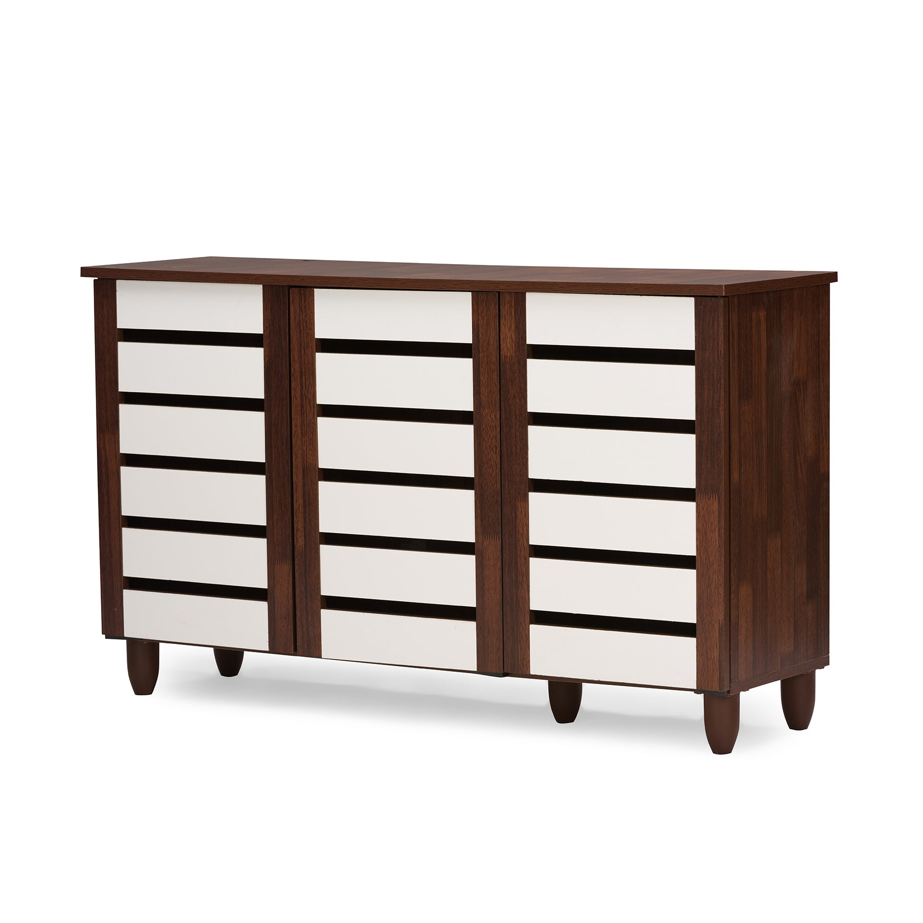 Baxton Studio Gisela Oak and White 2-tone Shoe Cabinet With 3 Doors