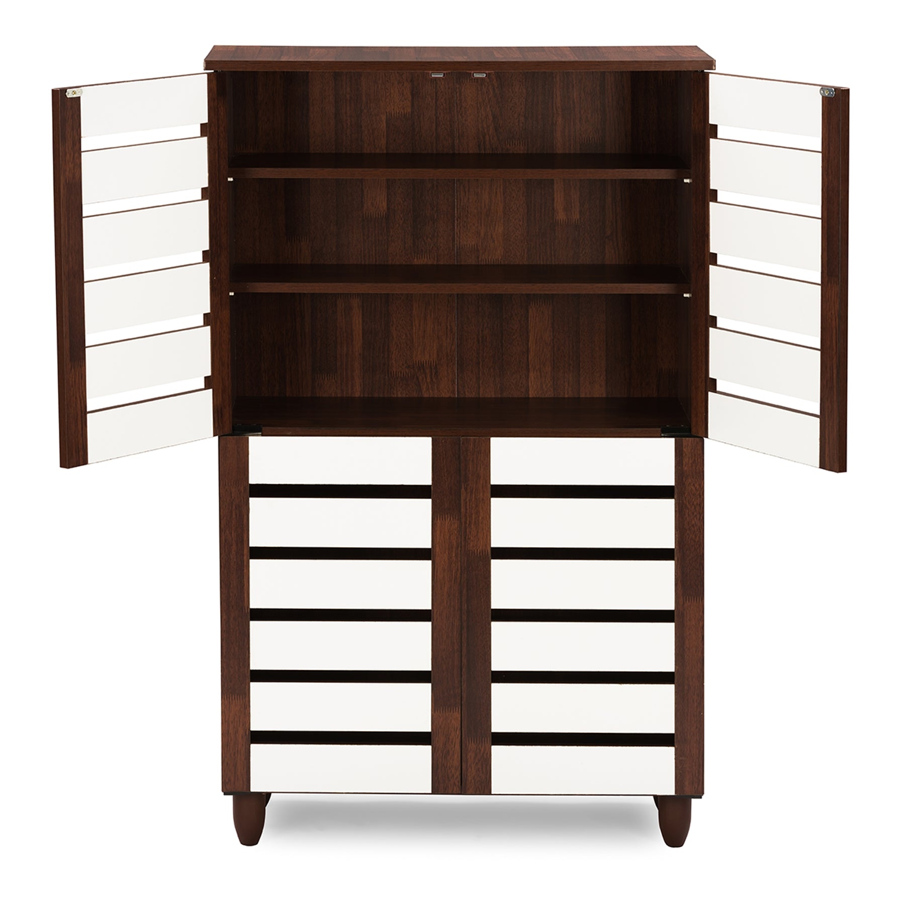Baxton Studio Gisela Oak and White 2-tone Shoe Cabinet With 4 Door