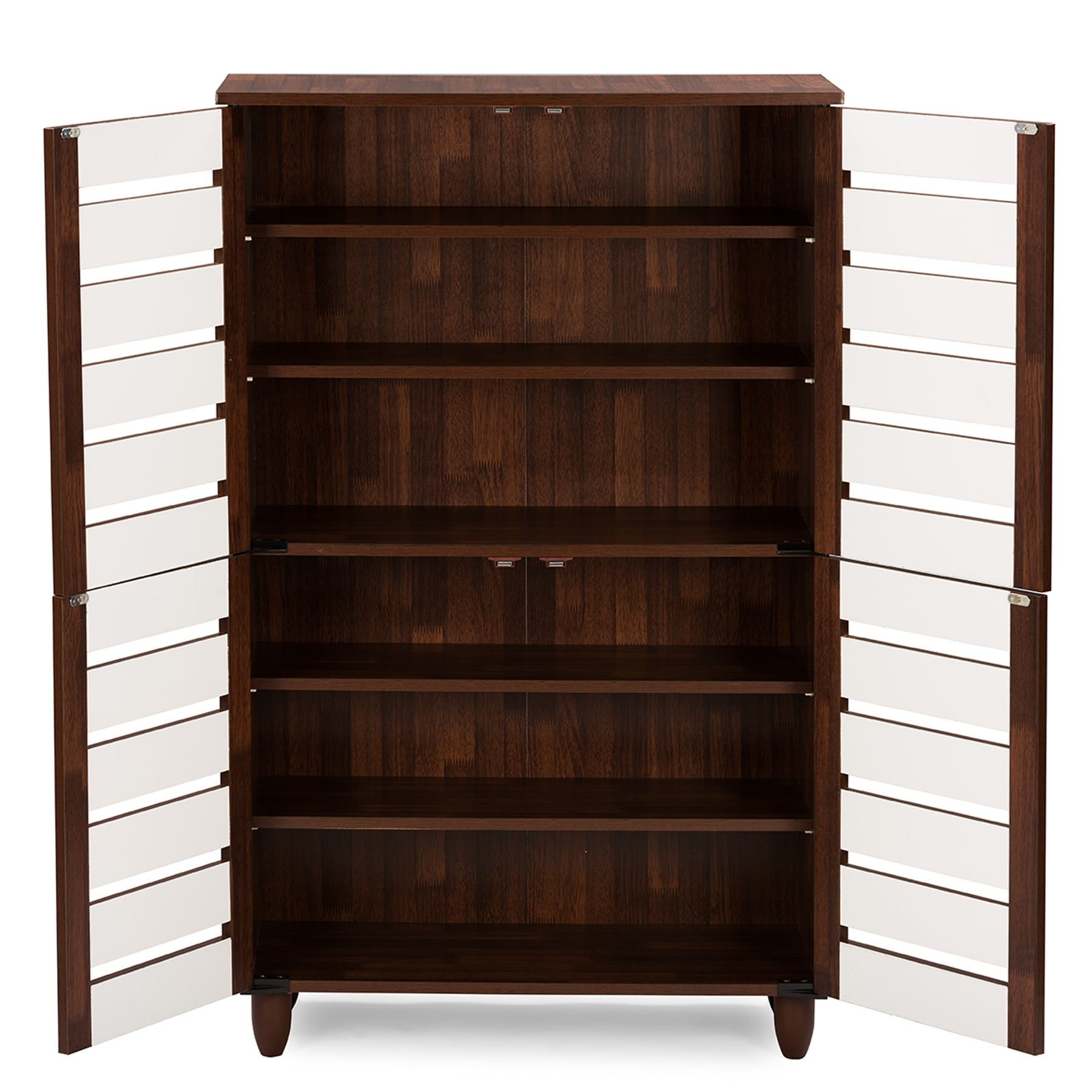 Baxton Studio Gisela Oak and White 2-tone Shoe Cabinet With 4 Door