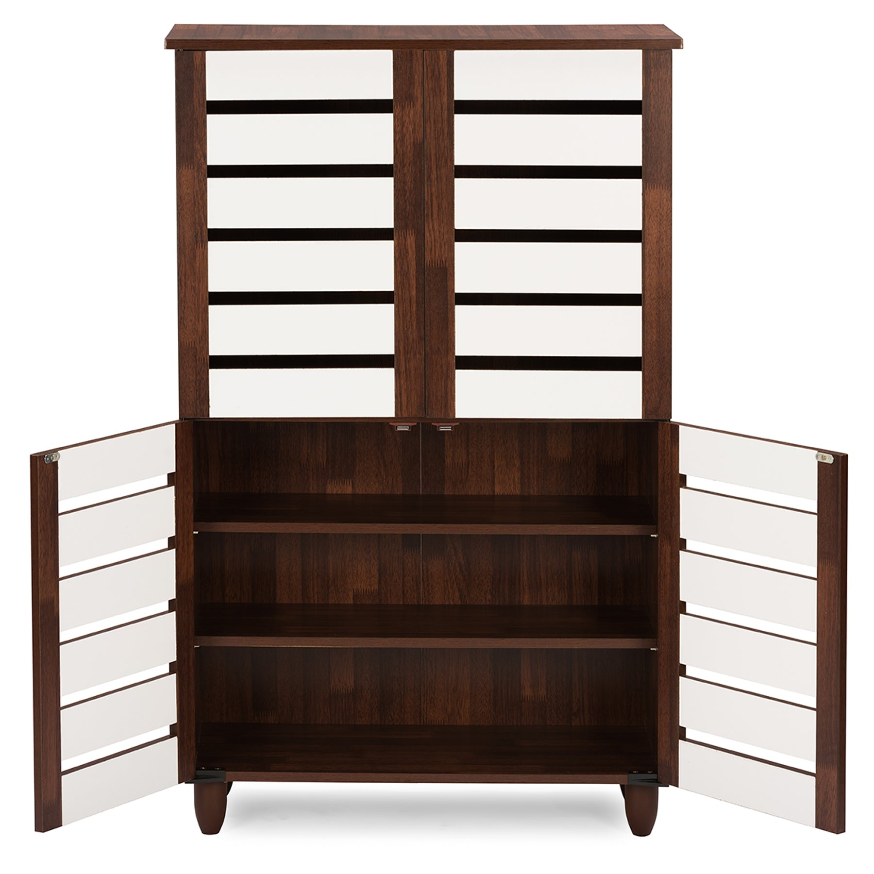 Baxton Studio Gisela Oak and White 2-tone Shoe Cabinet With 4 Door