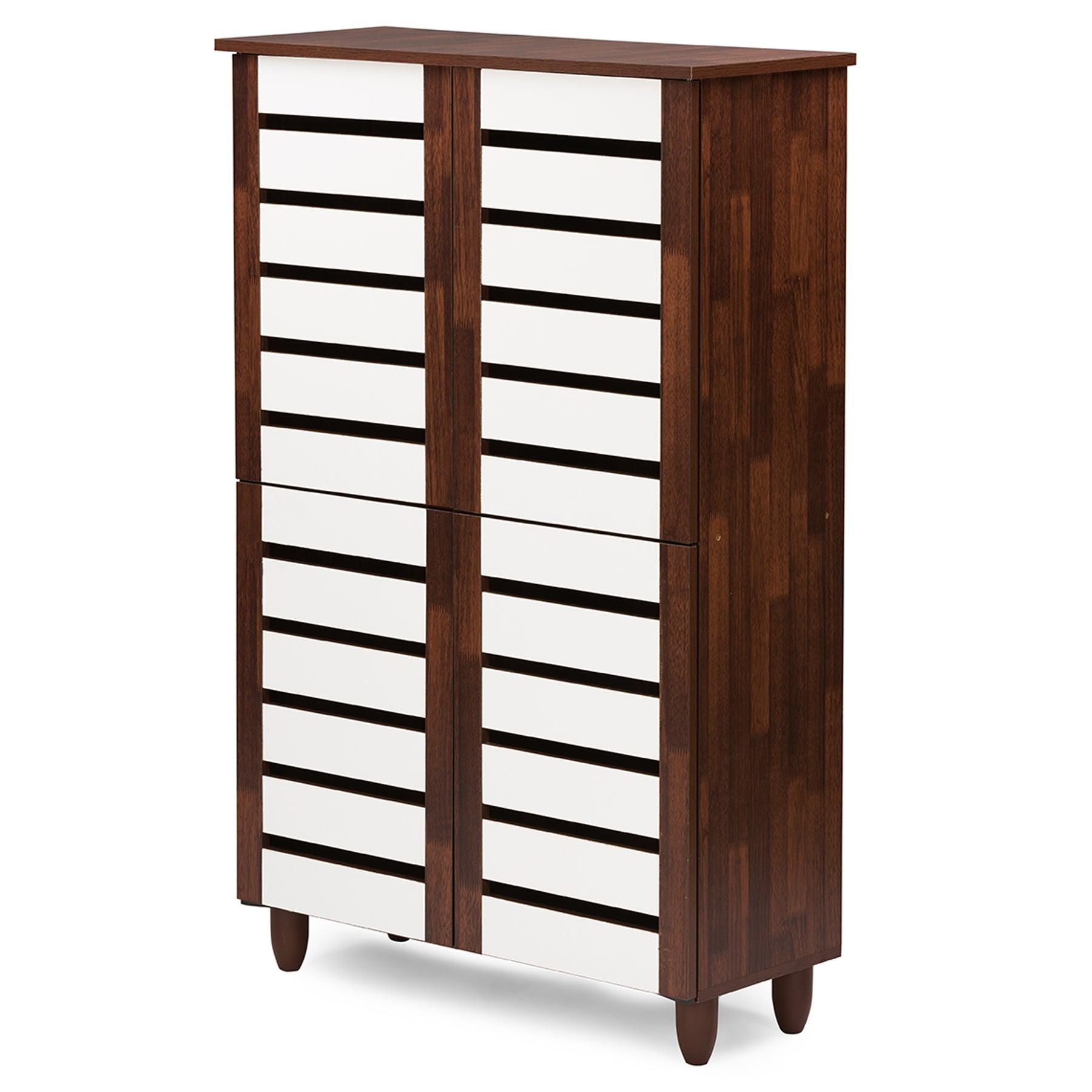 Baxton Studio Gisela Oak and White 2-tone Shoe Cabinet With 4 Door