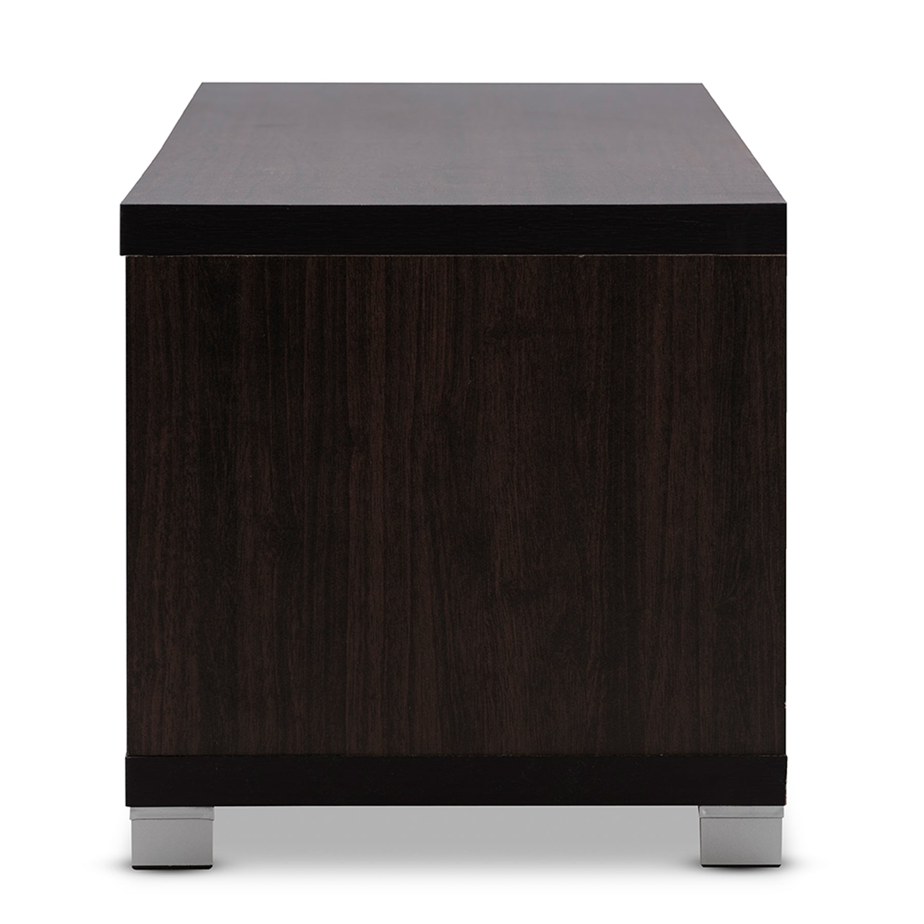 Baxton Studio Beasley 70-Inch Dark Brown TV Cabinet with 2 Sliding Doors and Drawer