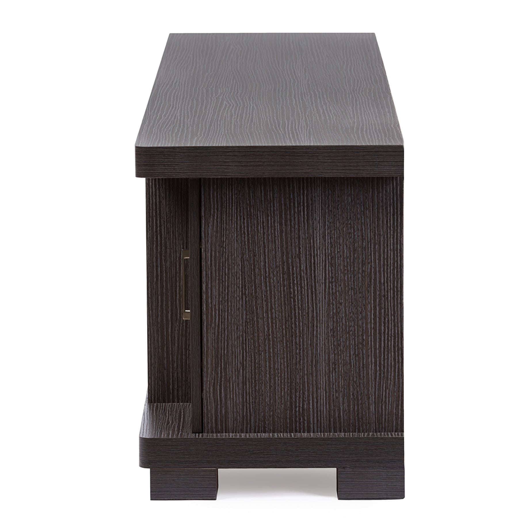 Baxton Studio Viveka 70-Inch Greyish Dark Brown Wood TV Cabinet with 2 Glass Doors and 2 Doors