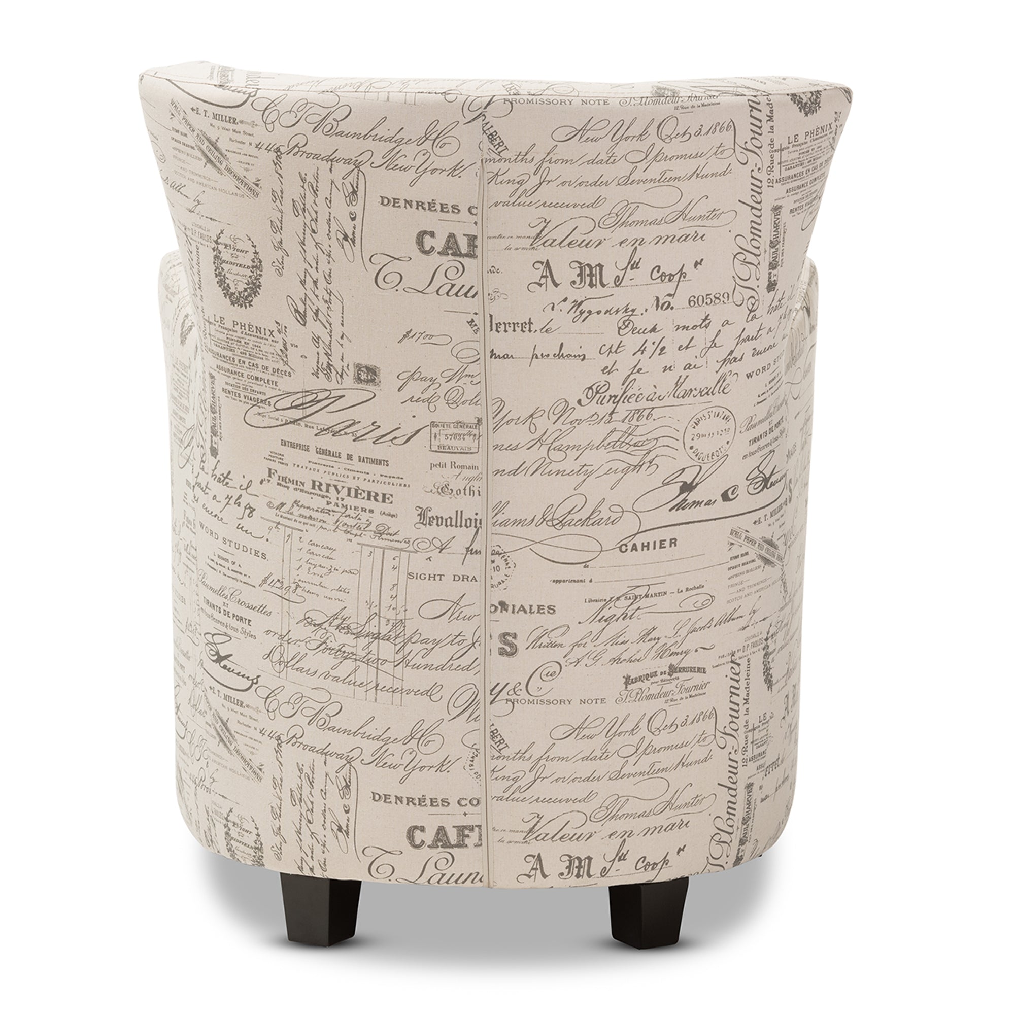 Baxton Studio Benson French Script Patterned Fabric Club Chair and Ottoman Set