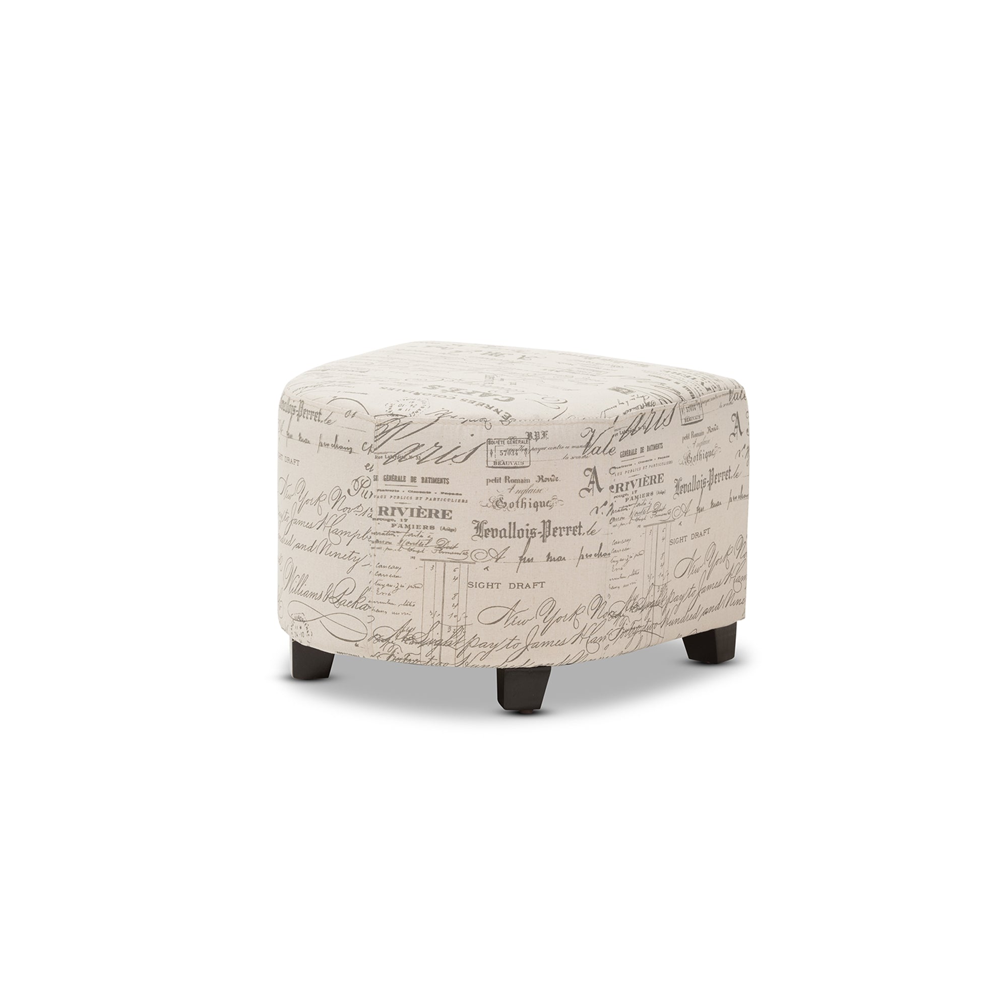 Baxton Studio Benson French Script Patterned Fabric Club Chair and Ottoman Set