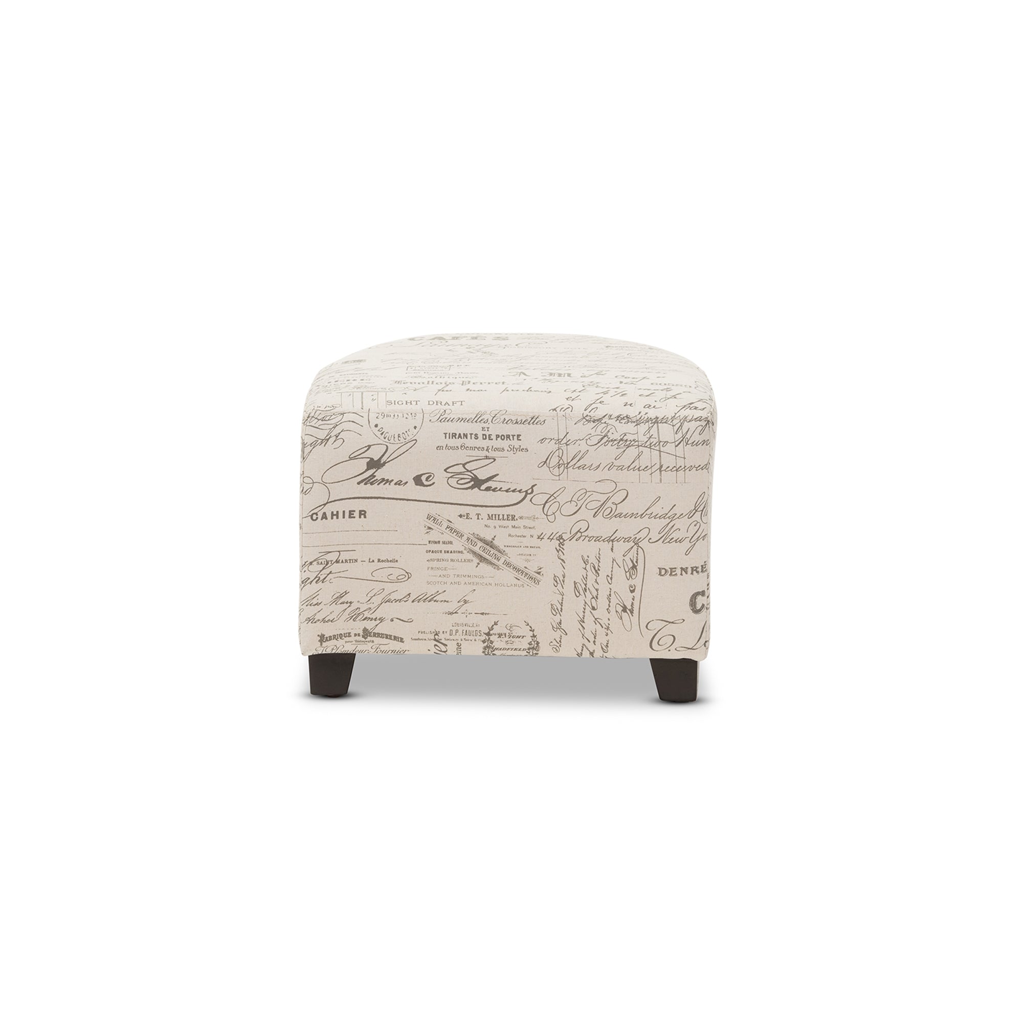 Baxton Studio Benson French Script Patterned Fabric Club Chair and Ottoman Set
