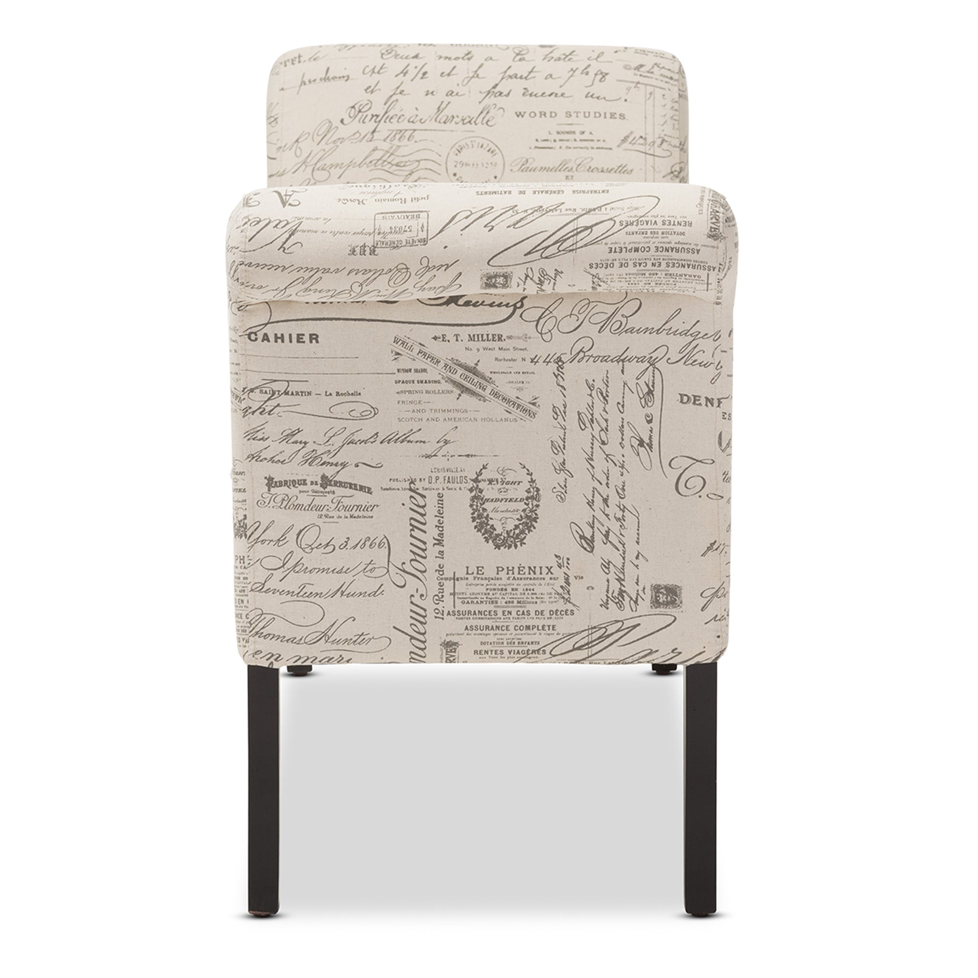 Baxton Studio Avignon Script-Patterned French Laundry Fabric Storage Ottoman Bench
