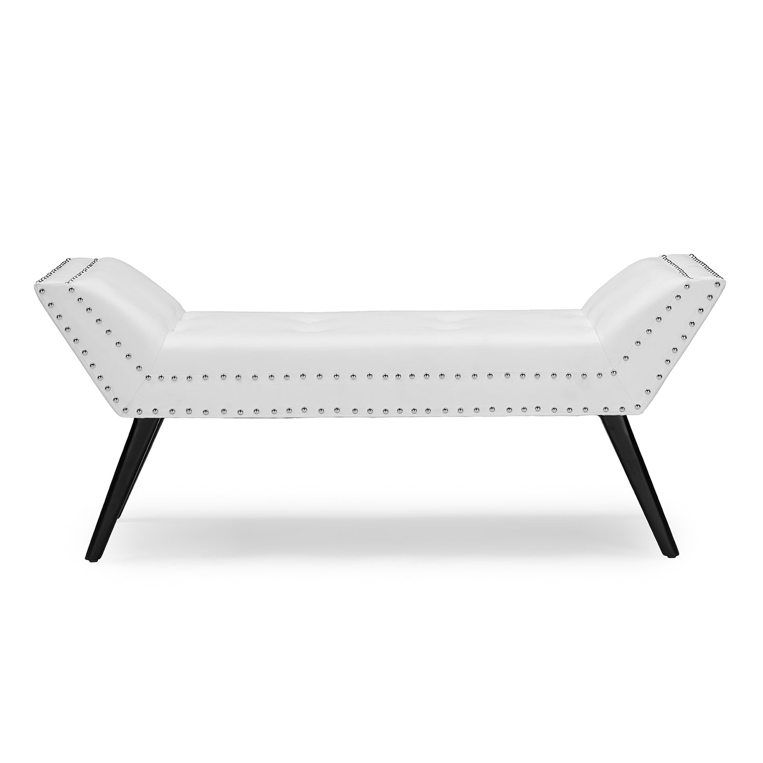 Baxton Studio Tamblin Modern and Contemporary White Faux Leather Upholstered Large Ottoman Seating Bench