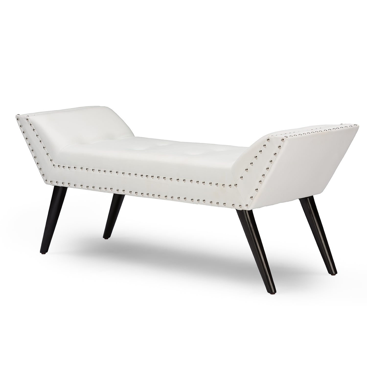 Baxton Studio Tamblin Modern and Contemporary White Faux Leather Upholstered Large Ottoman Seating Bench