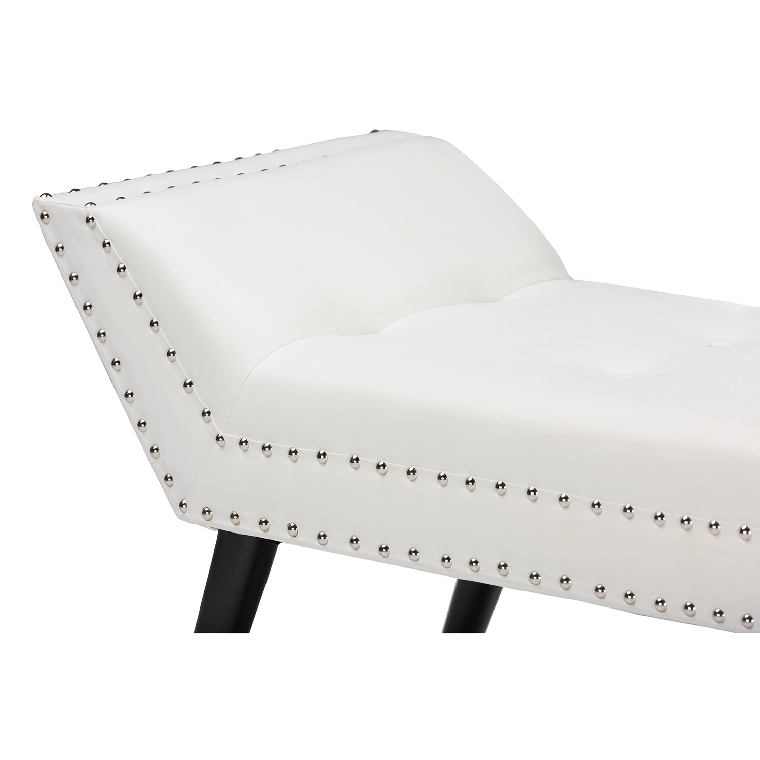 Baxton Studio Tamblin Modern and Contemporary White Faux Leather Upholstered Large Ottoman Seating Bench
