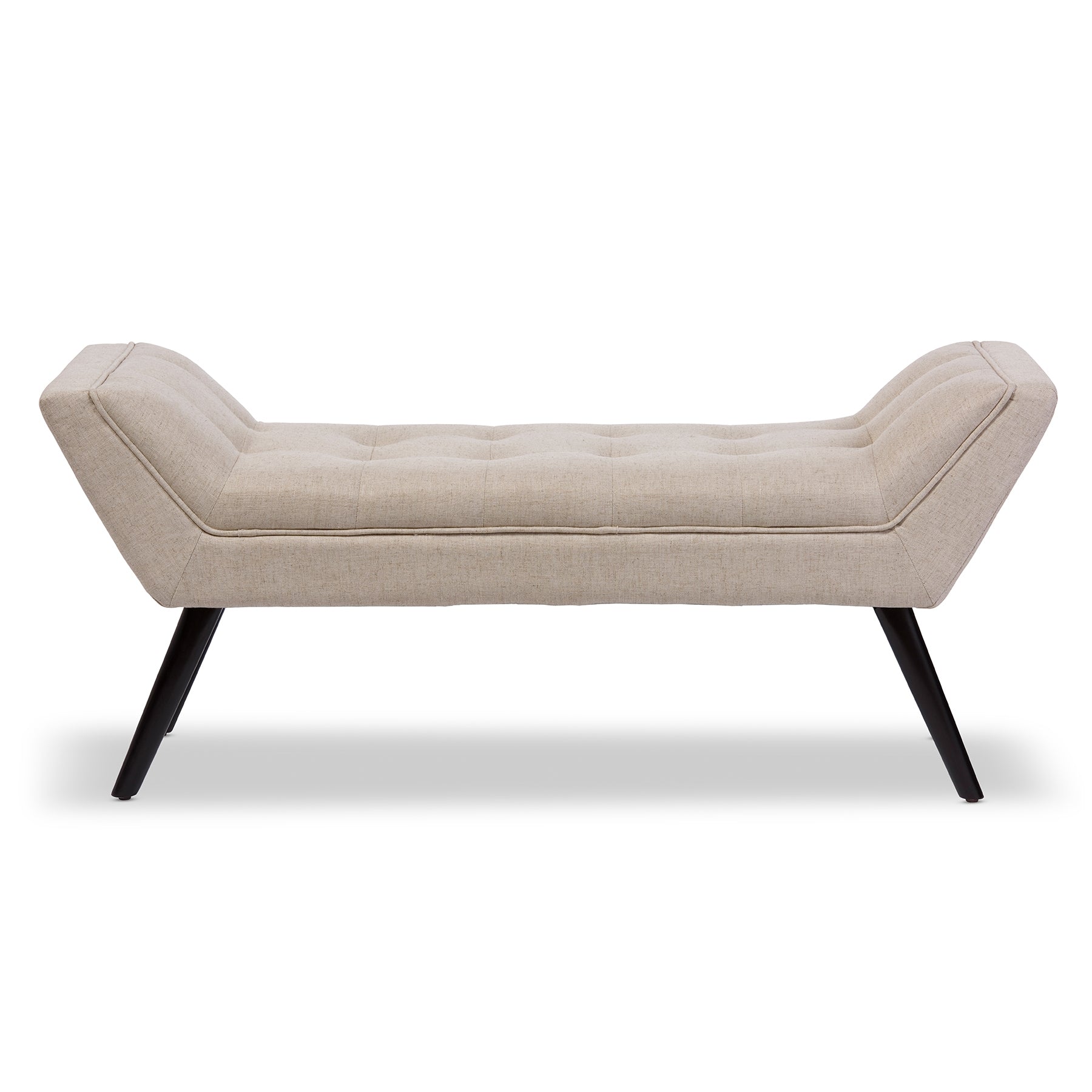 Baxton Studio Tamblin Mid-century Modern Retro Beige Linen Fabric Upholstered Grid-Tufting 50-Inch Bench