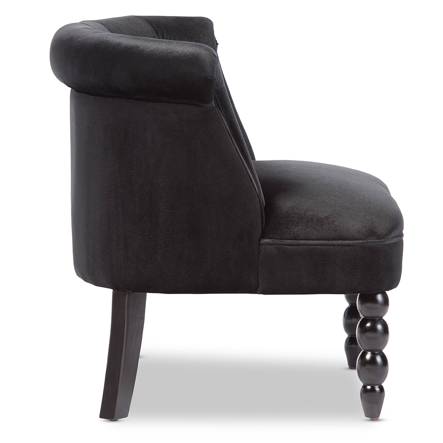 Baxton Studio Flax Victorian Style Contemporary Black Velvet Fabric Upholstered Vanity Accent Chair
