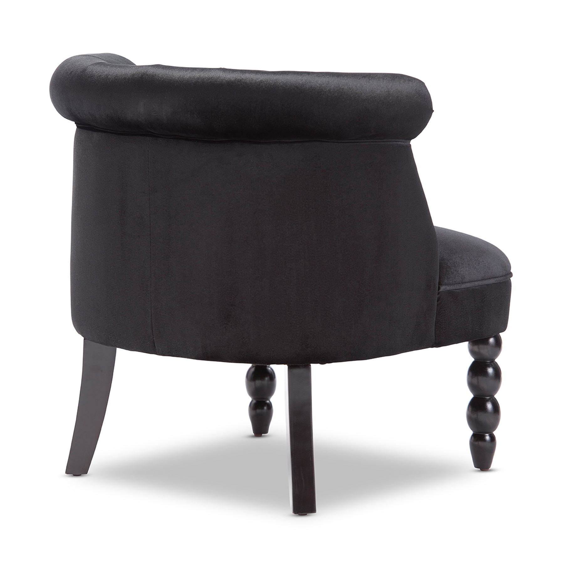 Baxton Studio Flax Victorian Style Contemporary Black Velvet Fabric Upholstered Vanity Accent Chair