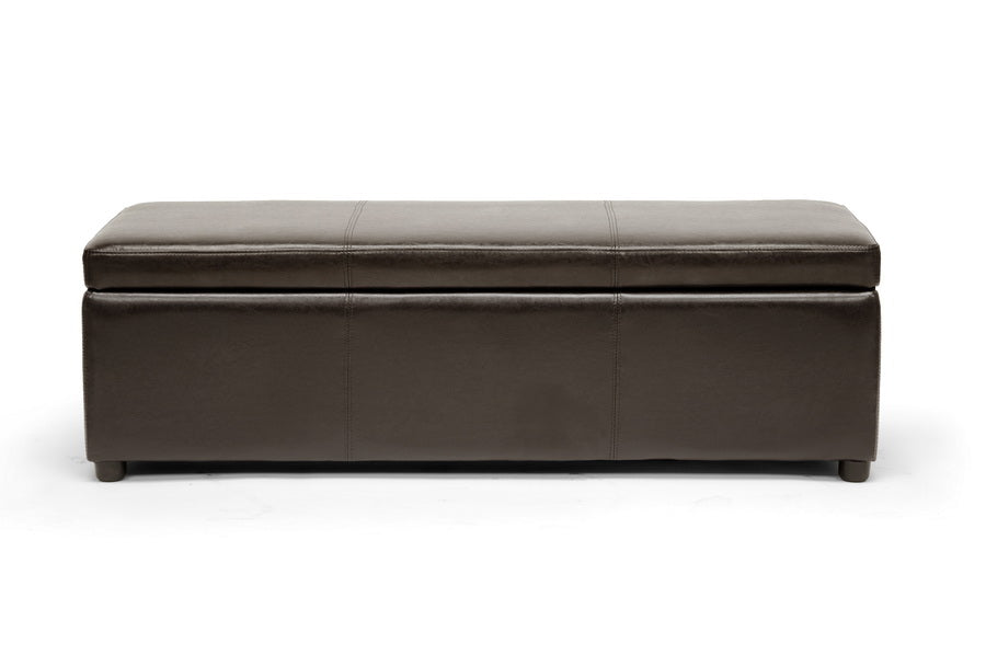 Baxton Studio Dennehy Dark Brown Modern Ottoman