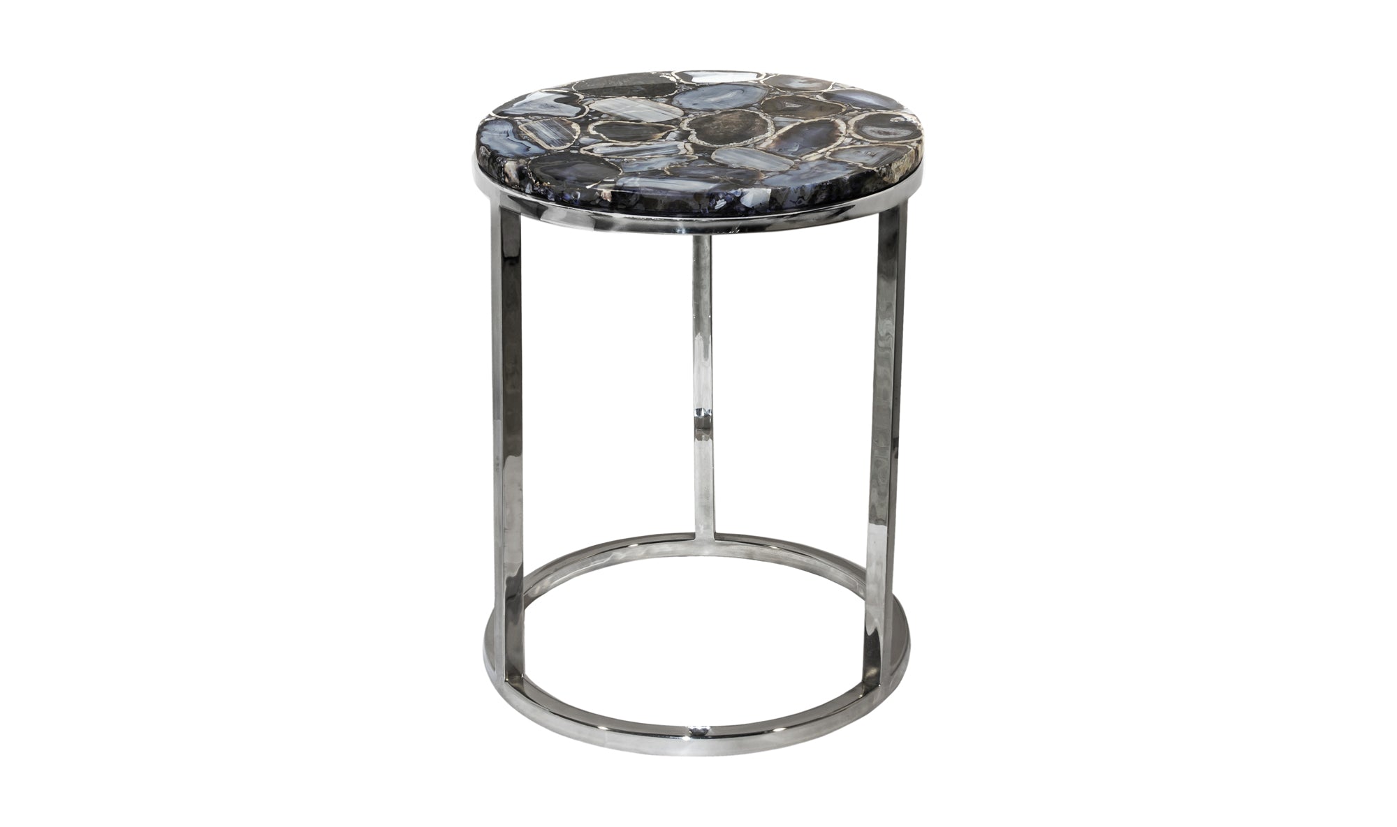 Shimmer Agate Accent Table - Silver