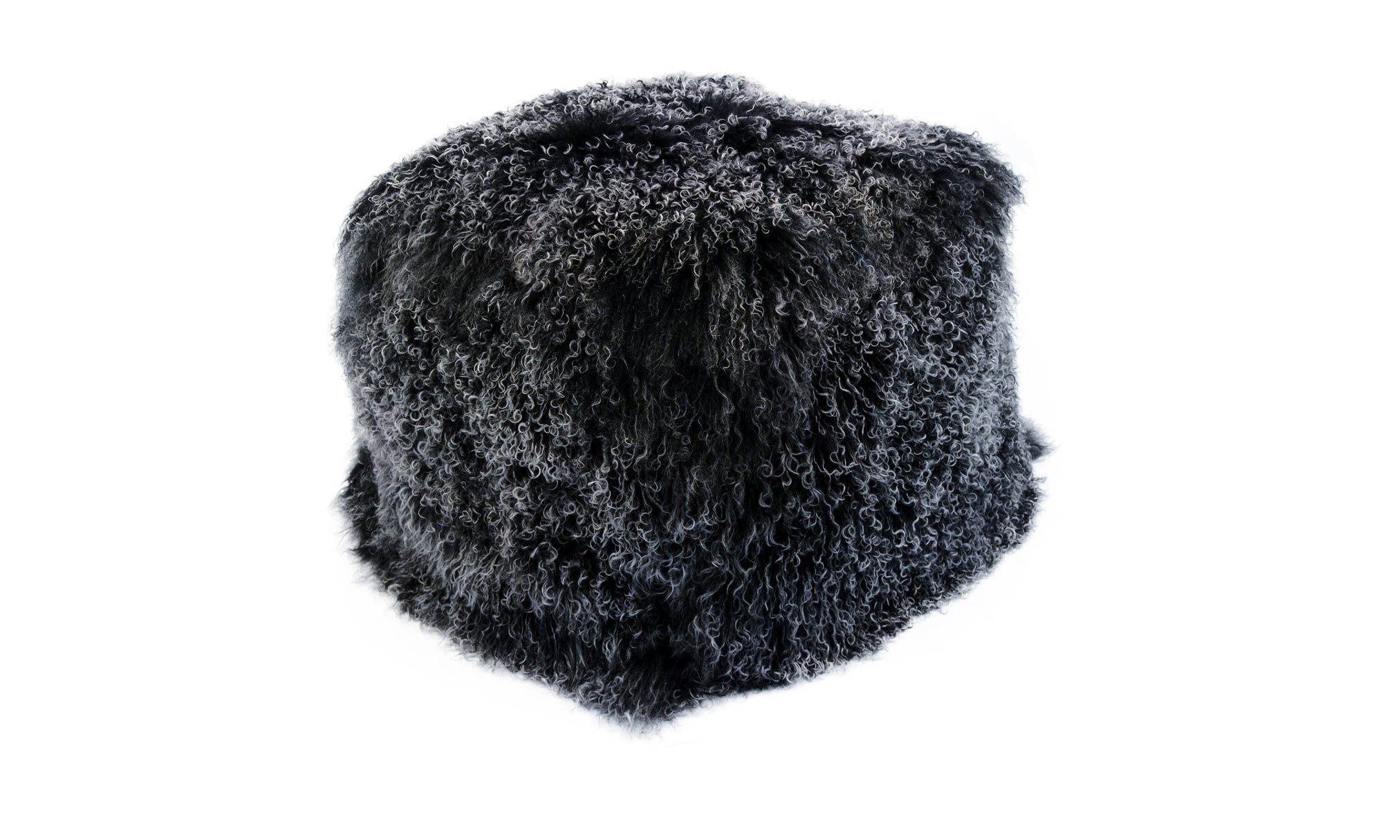 Lamb Fur Pouf - Black