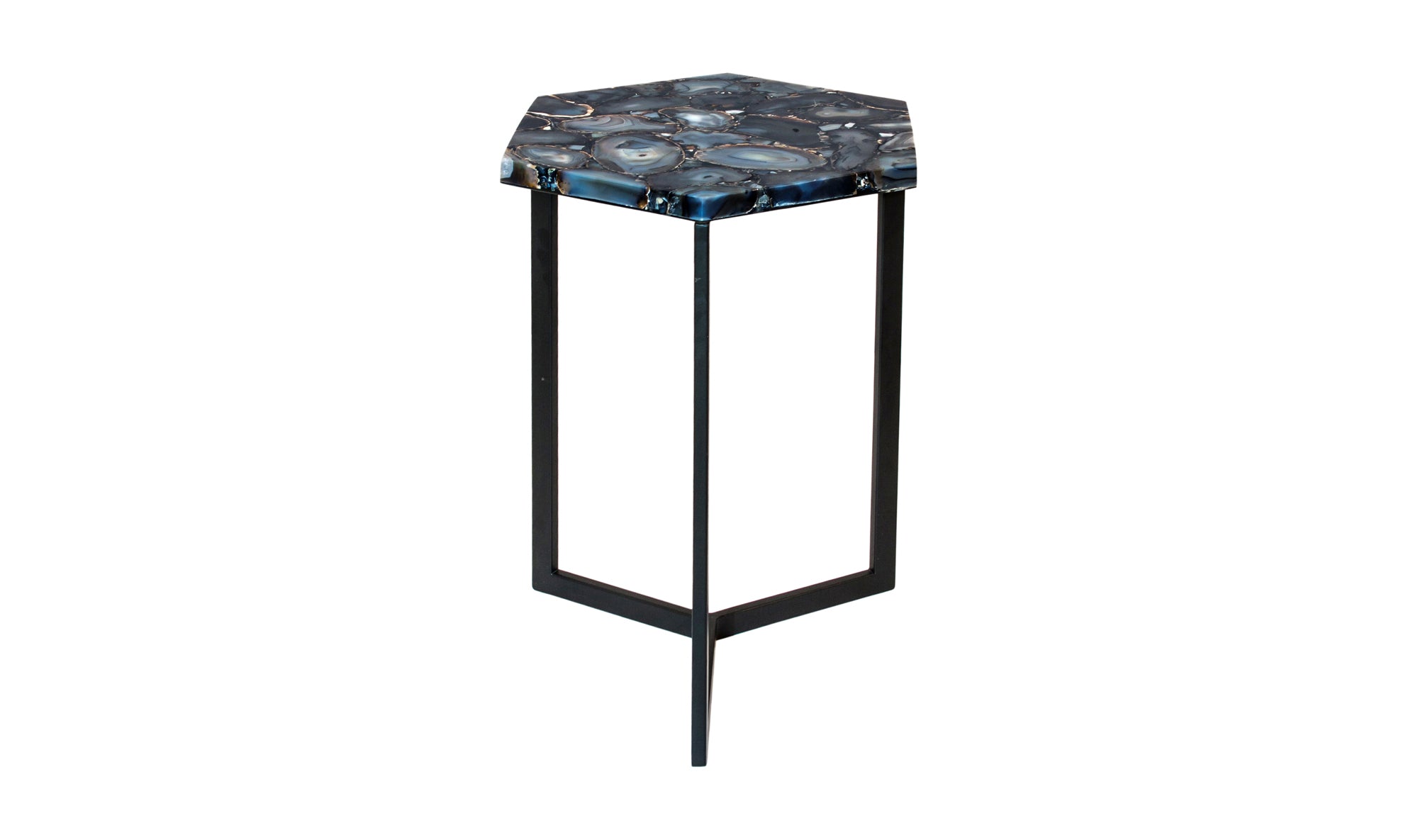 Hexagon Agate Accent Table - Silver