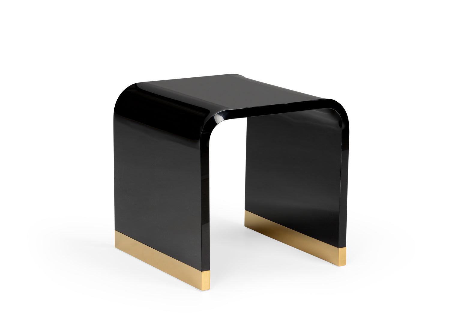 Black Acrylic Side Table - Brass