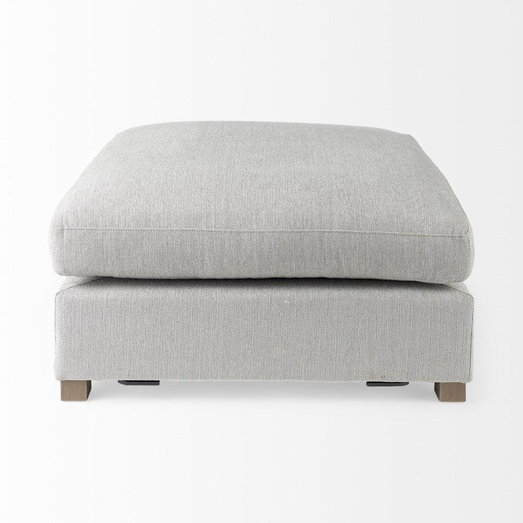 Light Gray Fabric Covered Full Size Ottoman