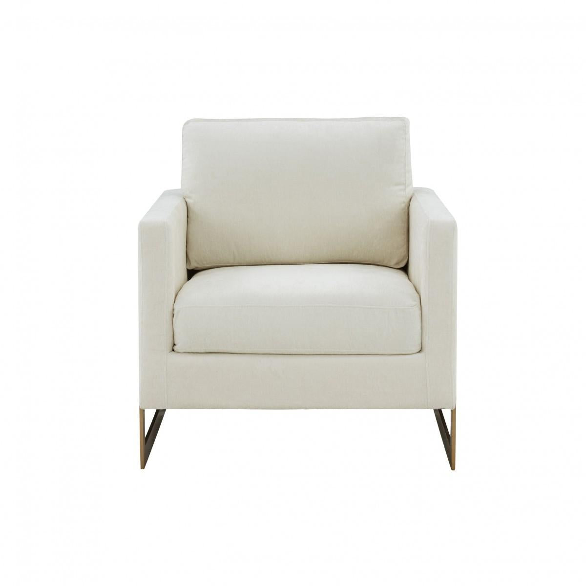 Stylish Cream and Gold Fabric Accent Chair