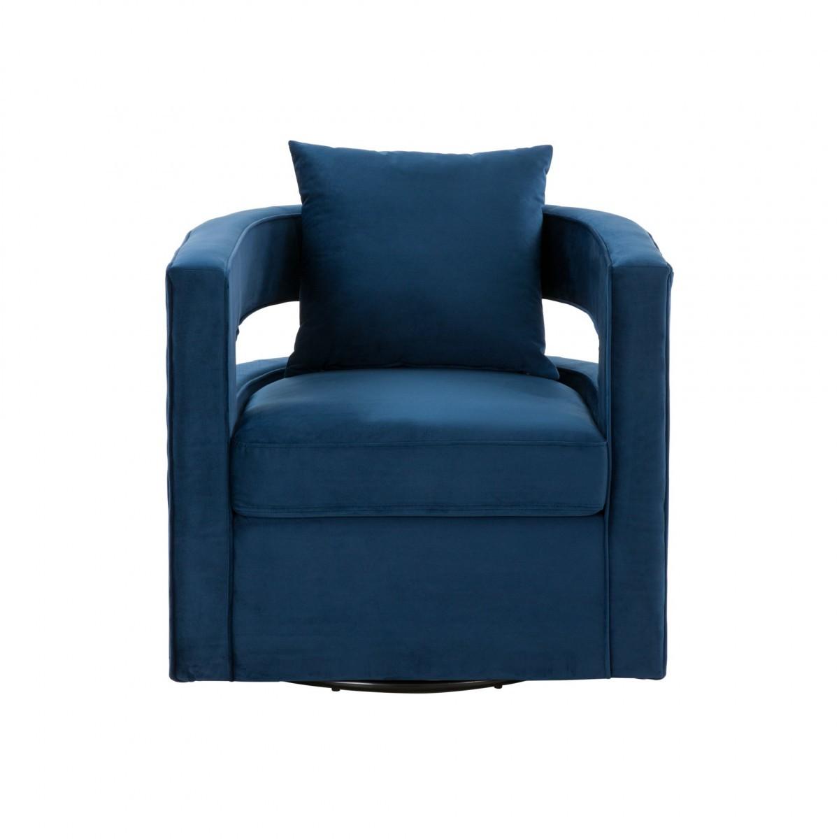 Stylish Blue Velvet Swivel Chair