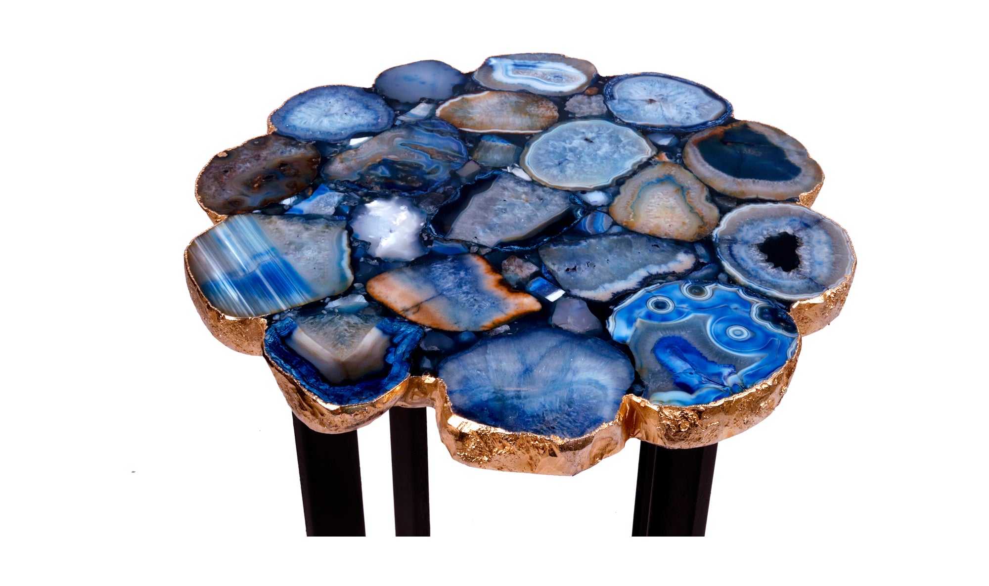 Azul Agate Accent Table - Blue