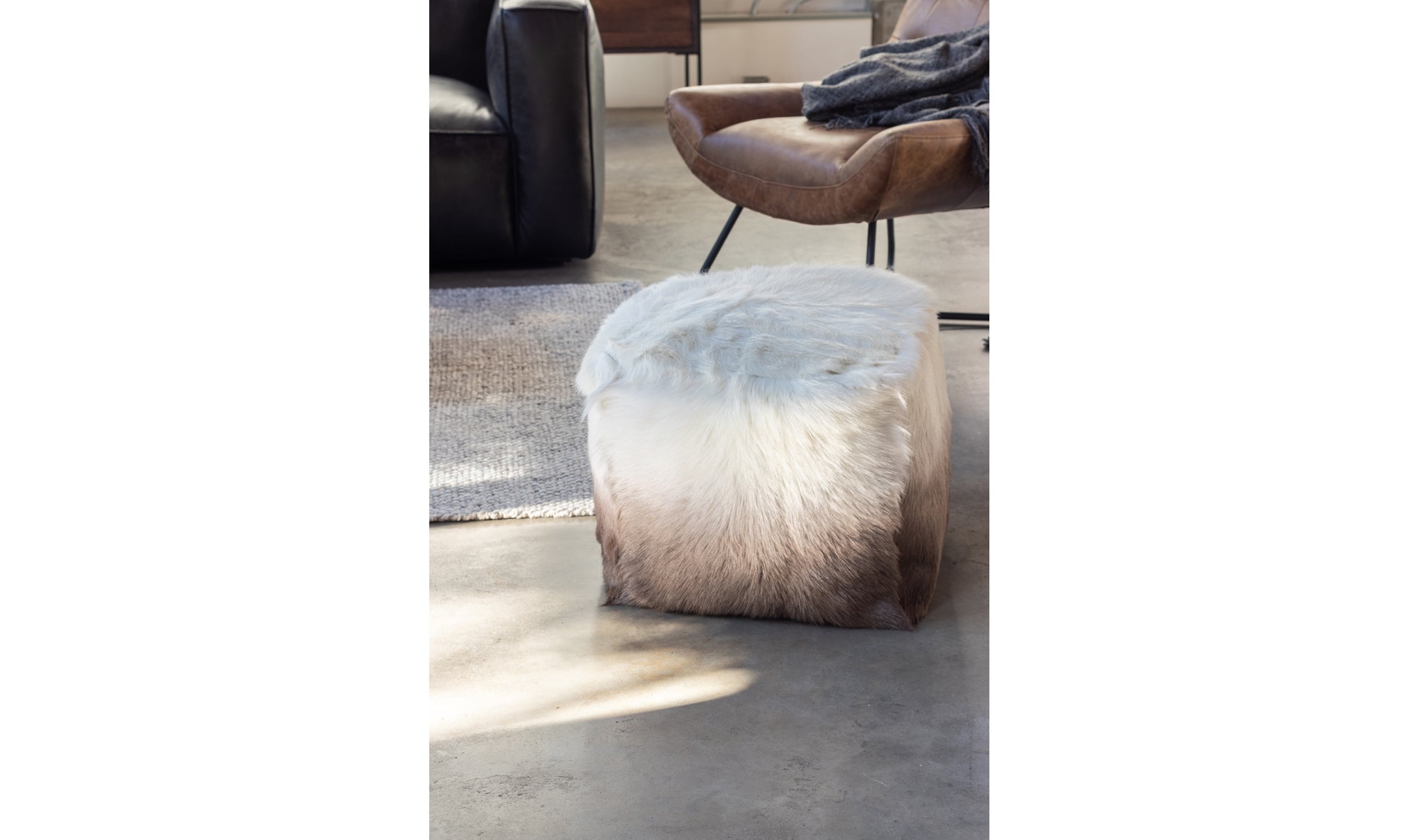 Goat Fur Pouf - Cappuccino