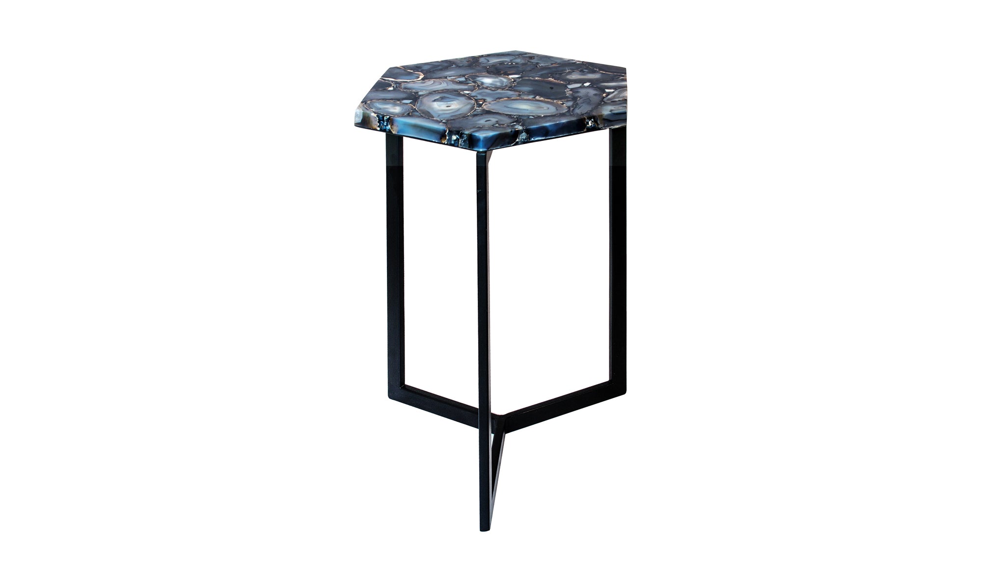 Hexagon Agate Accent Table - Silver