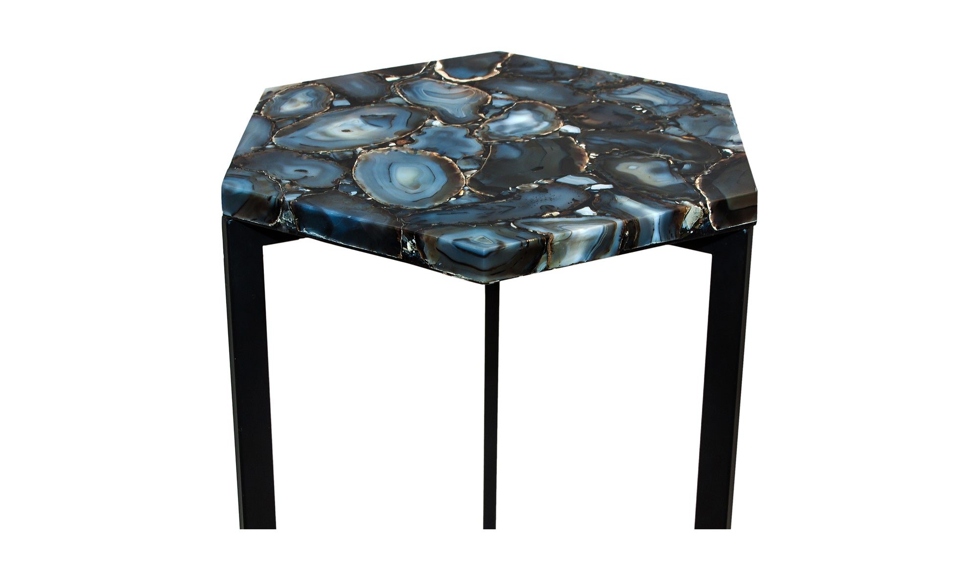 Hexagon Agate Accent Table - Silver