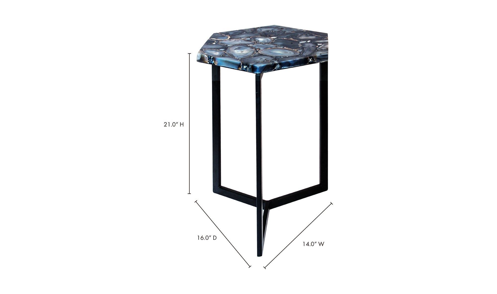 Hexagon Agate Accent Table - Silver