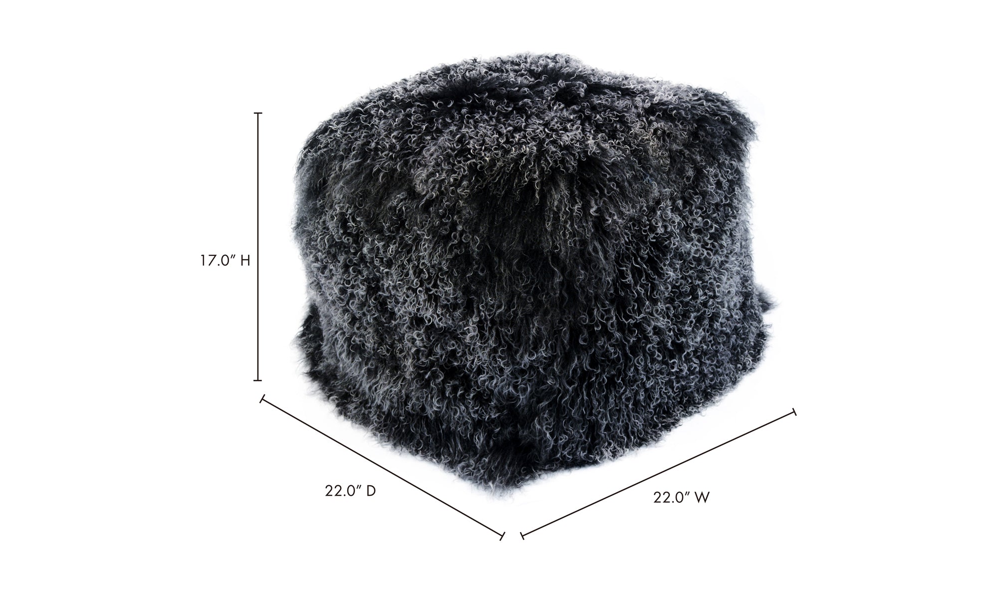 Lamb Fur Pouf - Black