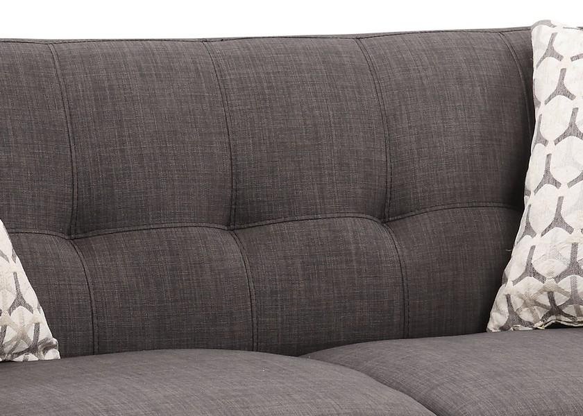 Charcoal Mid-Century Polyester Fabric Love Seat