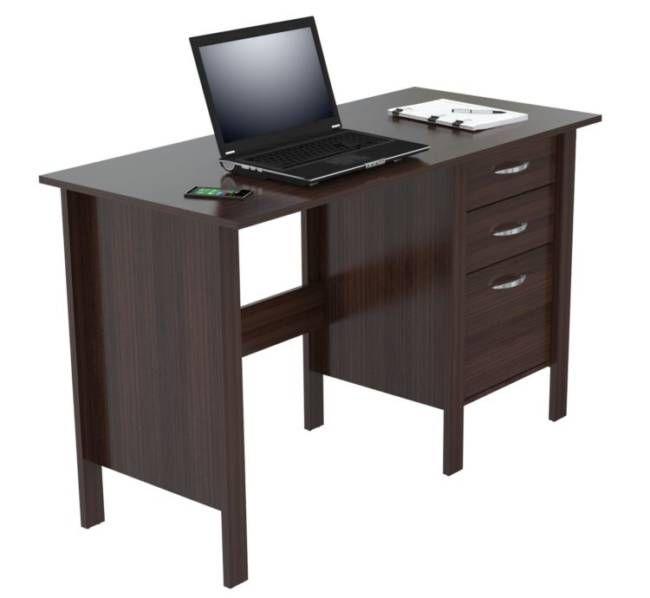 Espresso Finish Wood Writing Desk with Three Drawers