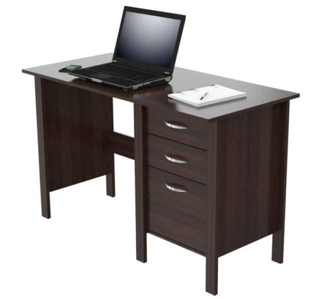 Espresso Finish Wood Writing Desk with Three Drawers