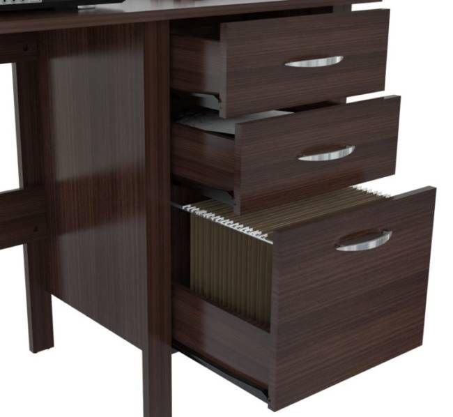 Espresso Finish Wood Writing Desk with Three Drawers