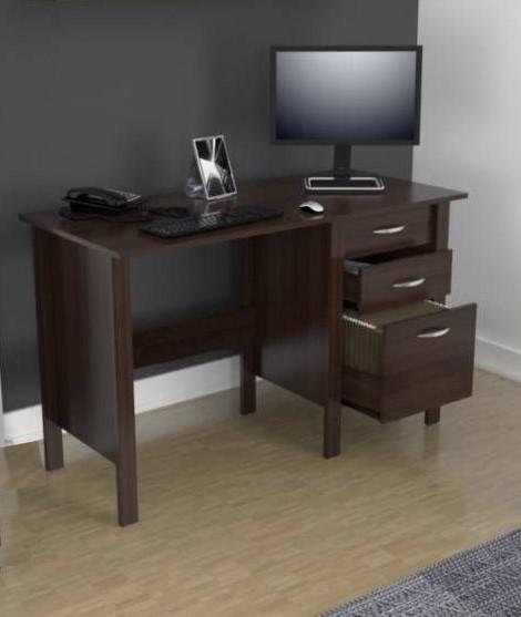 Espresso Finish Wood Writing Desk with Three Drawers