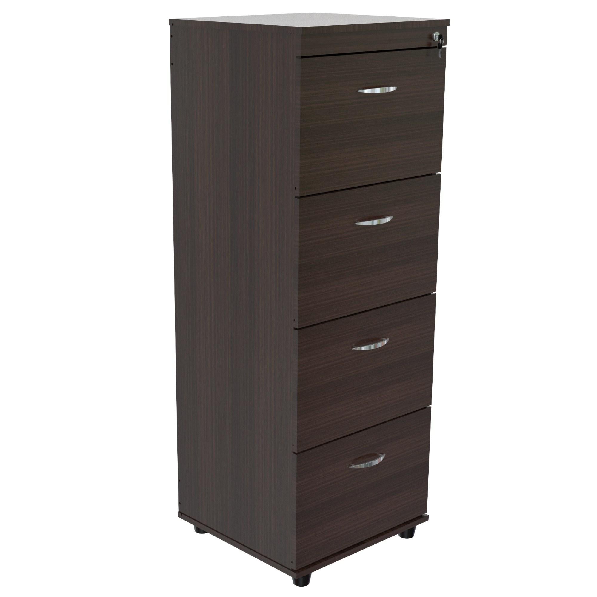 Espresso Wood Finish Four Large Drawer Filing Cabinet