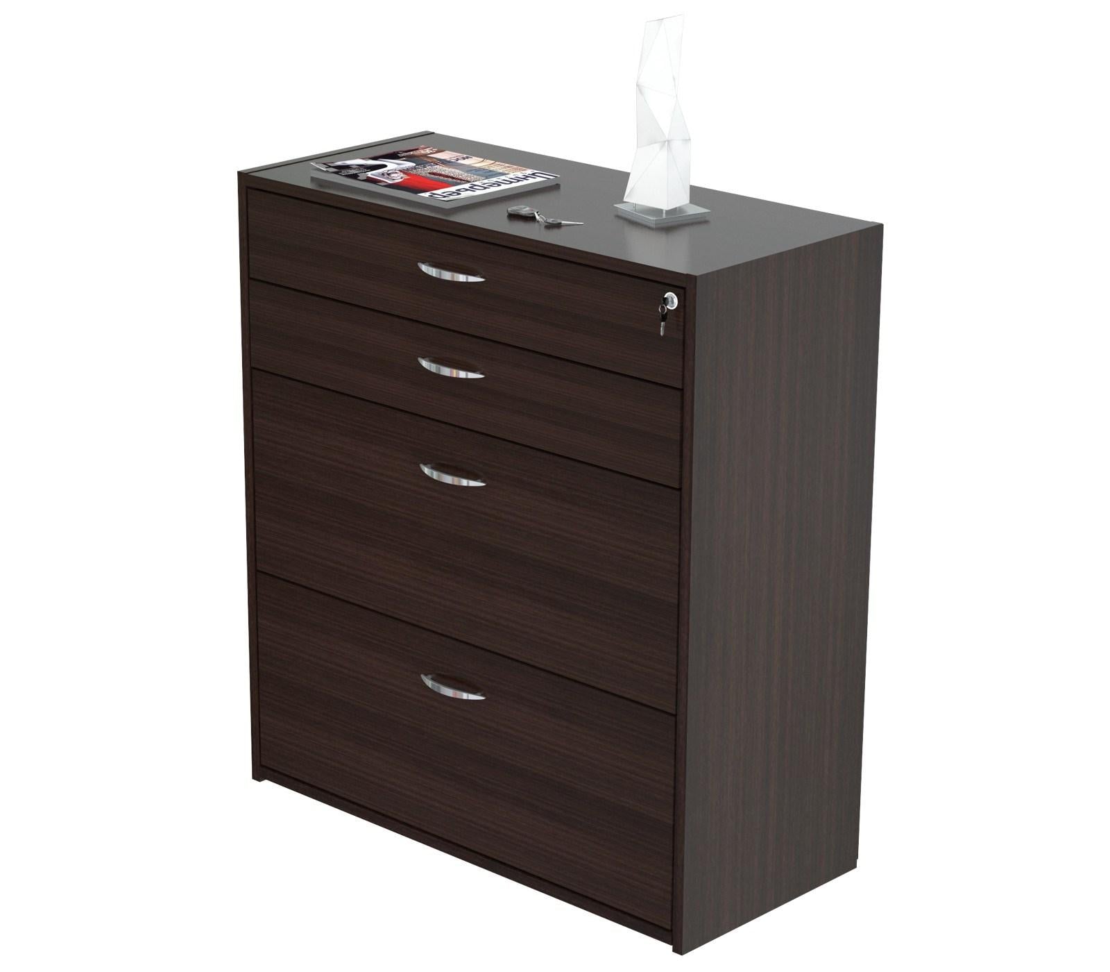 Espresso Wood Finish Four Drawer Filing Cabinet