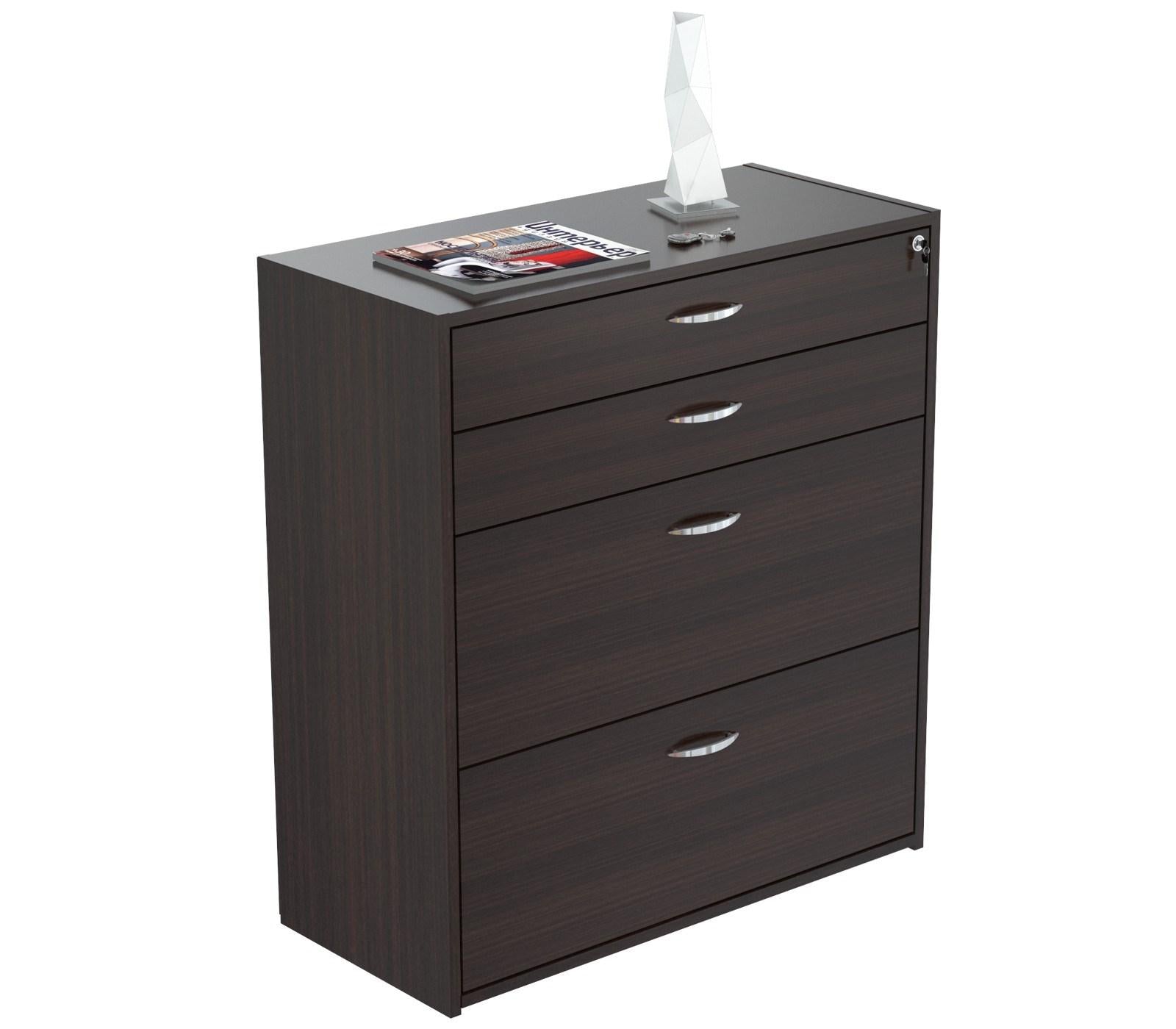 Espresso Wood Finish Four Drawer Filing Cabinet